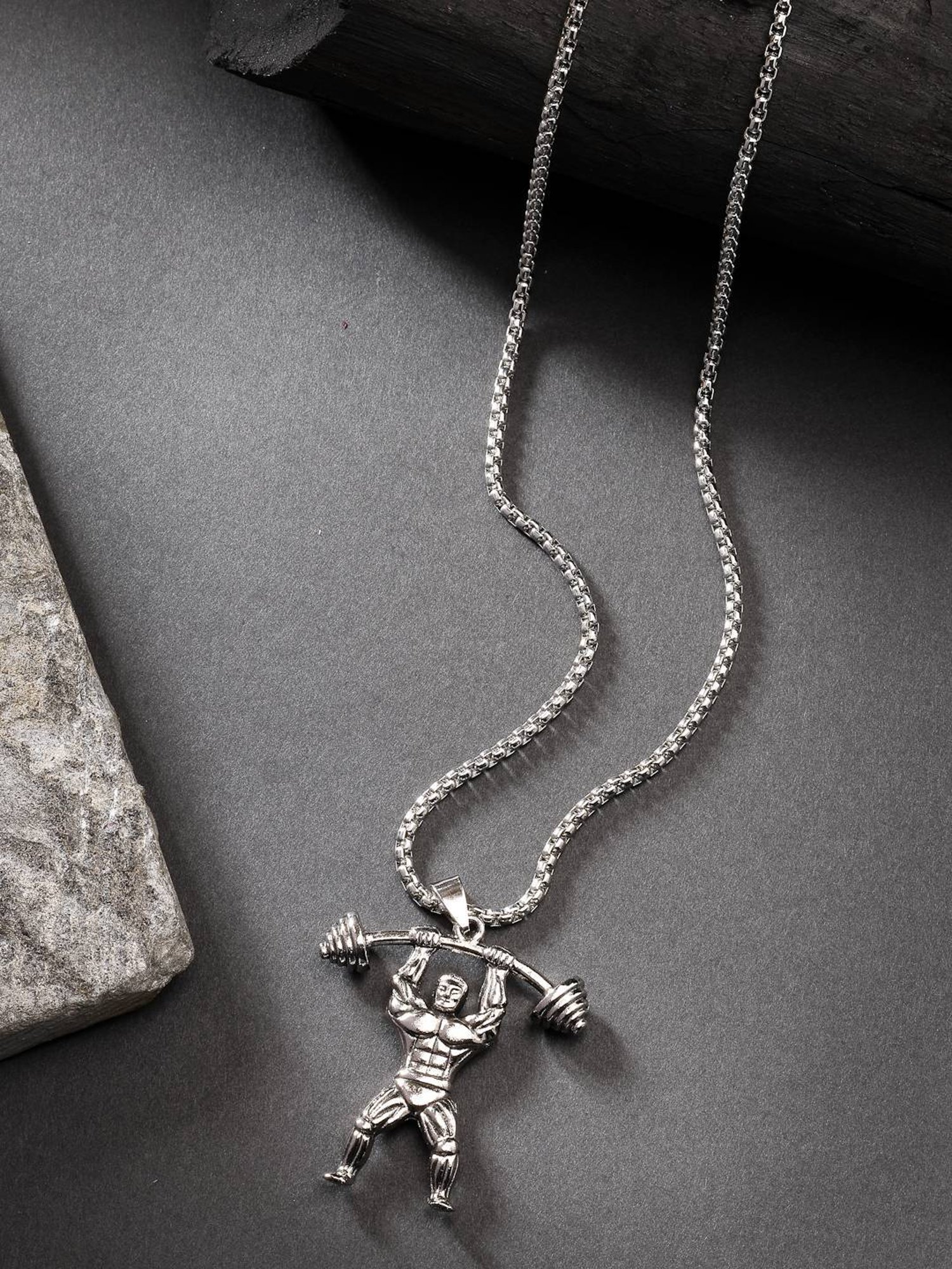 NVR Men Silver-Plated Stainless Steel Hanuman Pendant with Chain