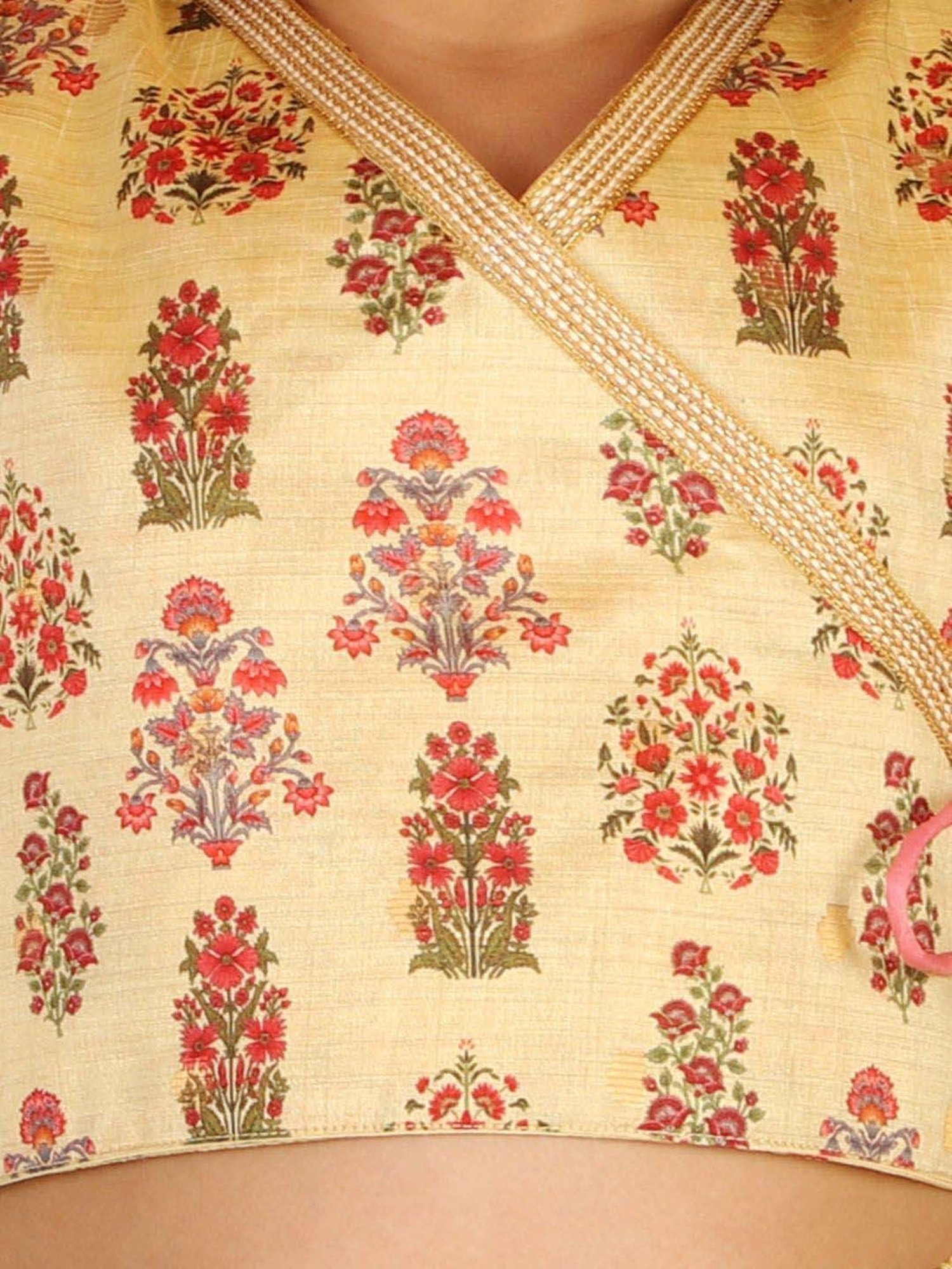 A Little Fable Kids Red & Beige Embellished Lehenga Choli