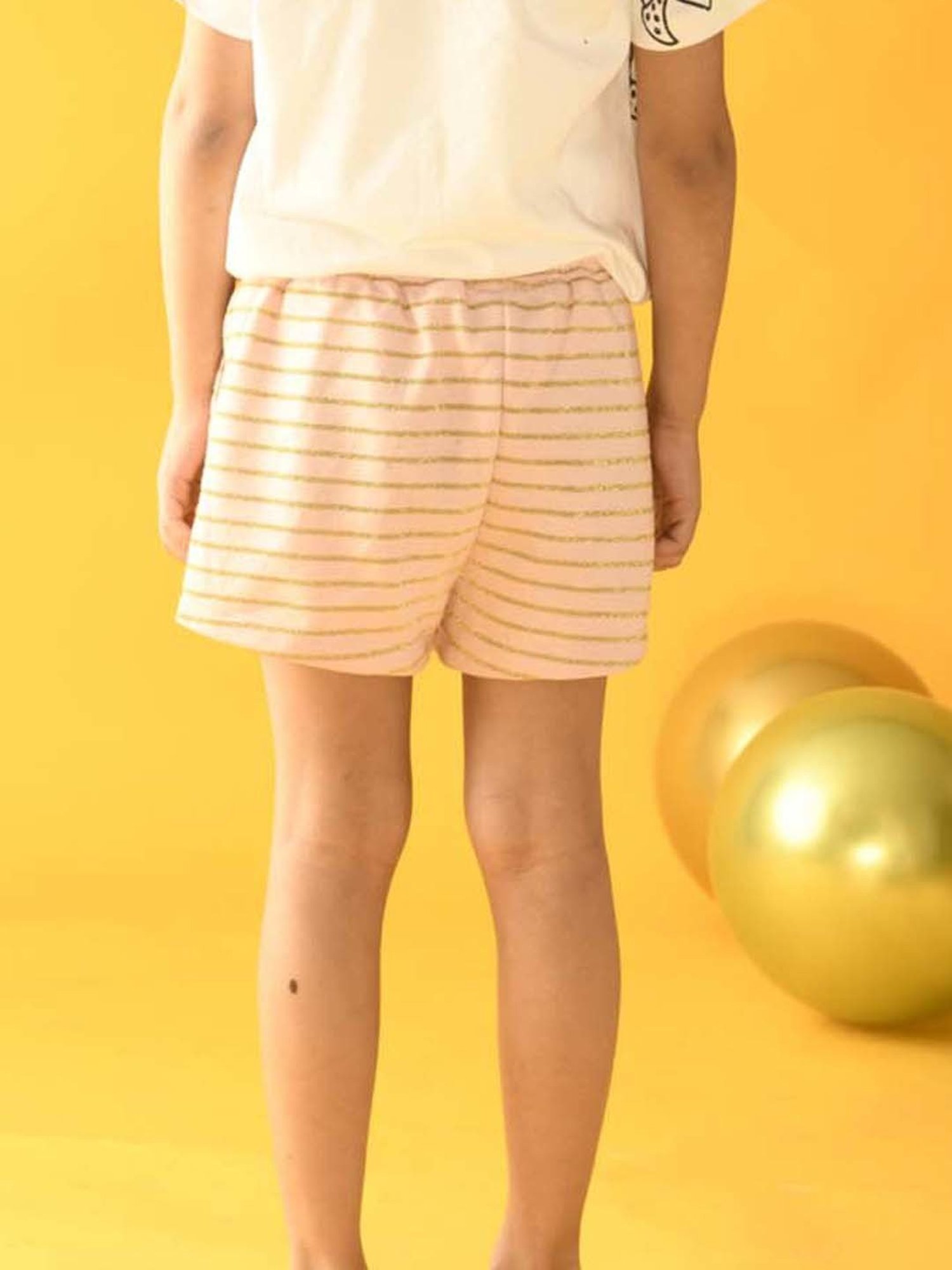 Anthrilo Kids Pink Cotton Striped Shorts