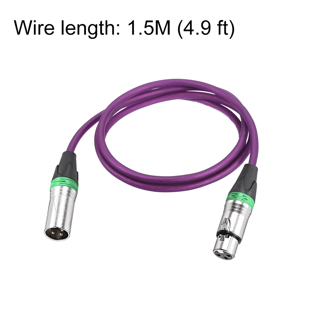XLR Male to XLR Female Cable Line for Microphone Video Camera Sound Card Mixer Green Silver Tone XLR Purple Line 1.5M 4.9ft