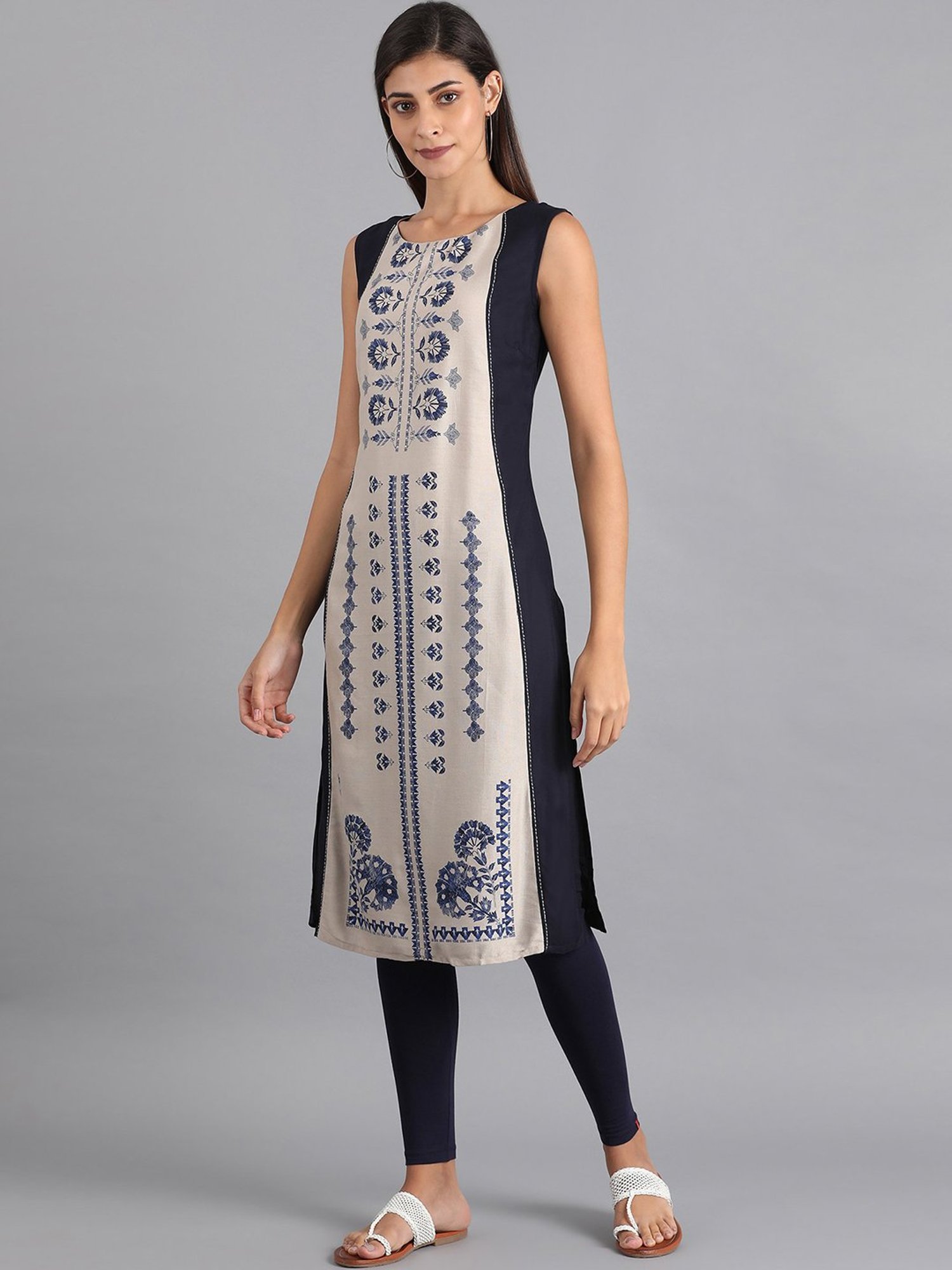 W Navy Regular Fit Leggings