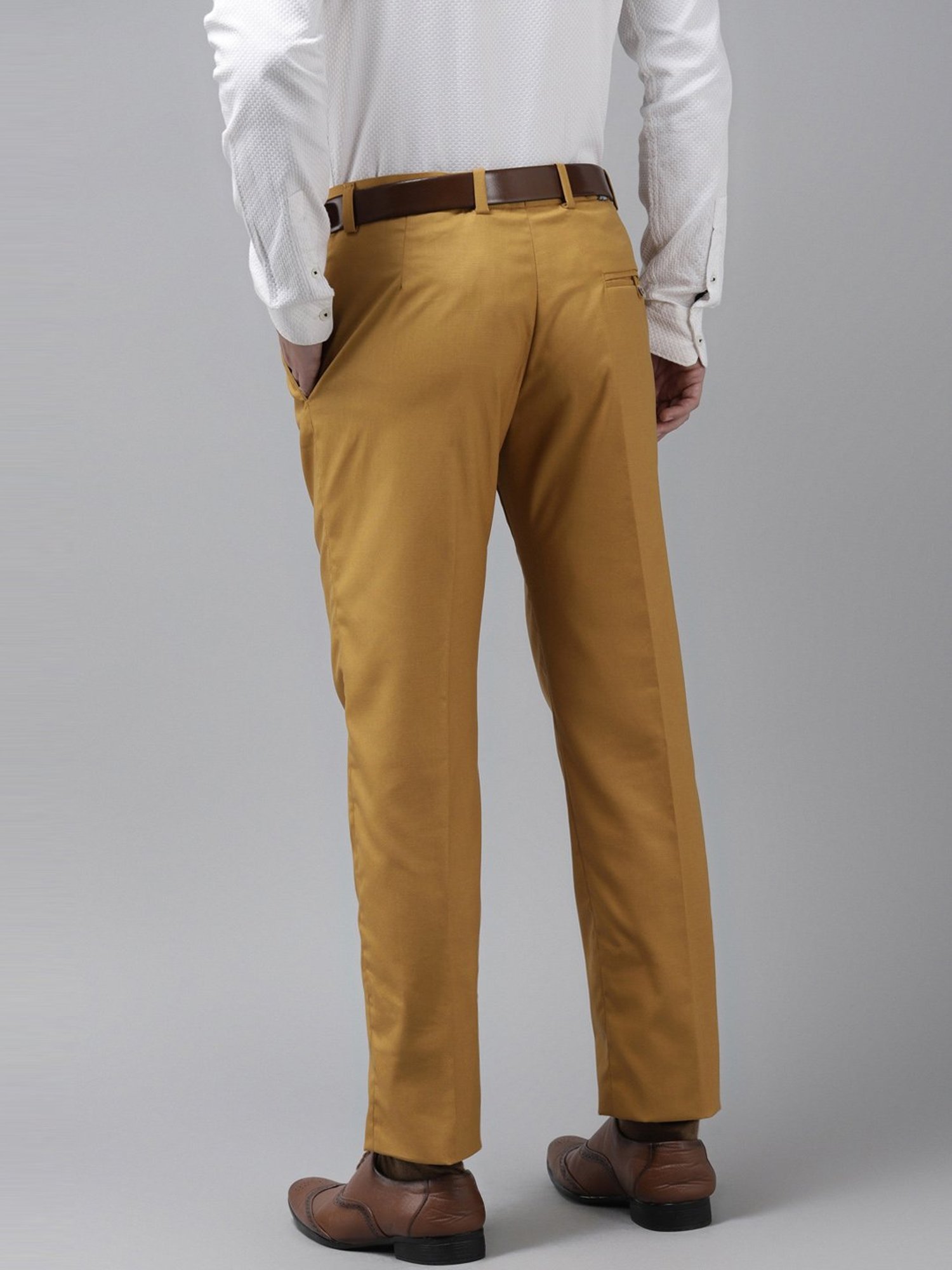 Hangup Mustard Regular Fit Flat Front Trousers