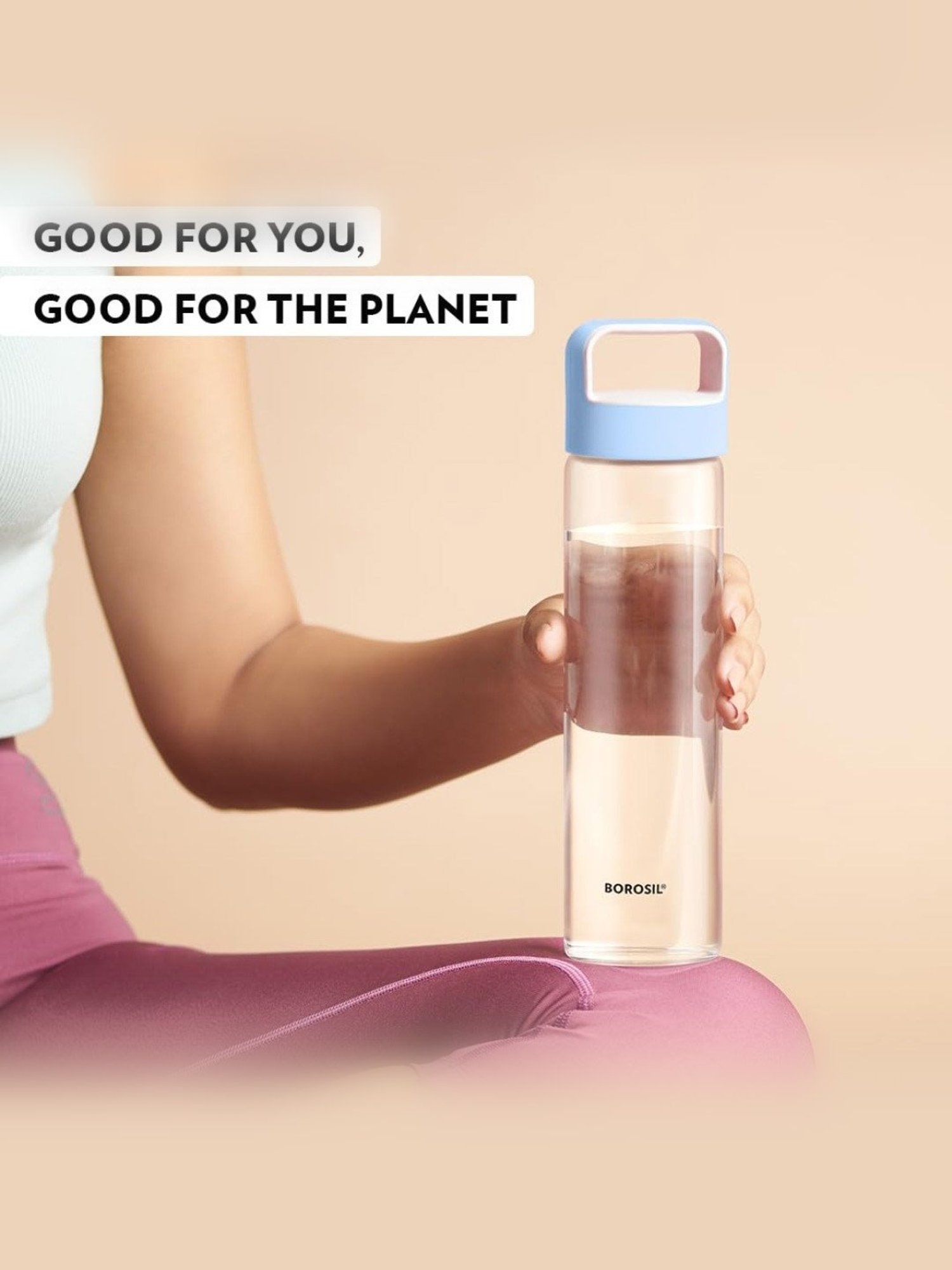 Borosil Water Bottle For Hot & Cold Water (Blue, 550 ml)