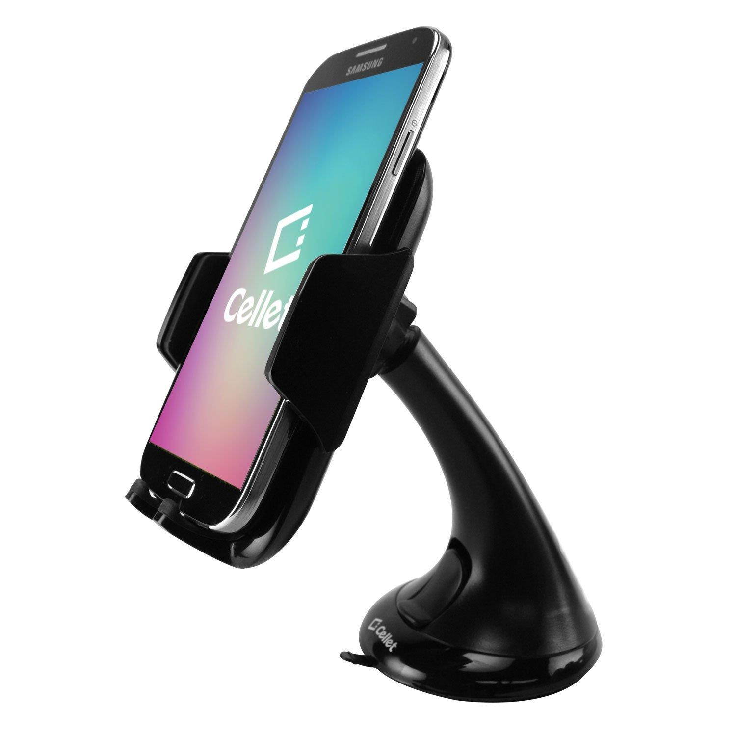 Cellet Black Universal Premium Windshield Dashboard Auto Car Phone Holder for Samsung J7 Star