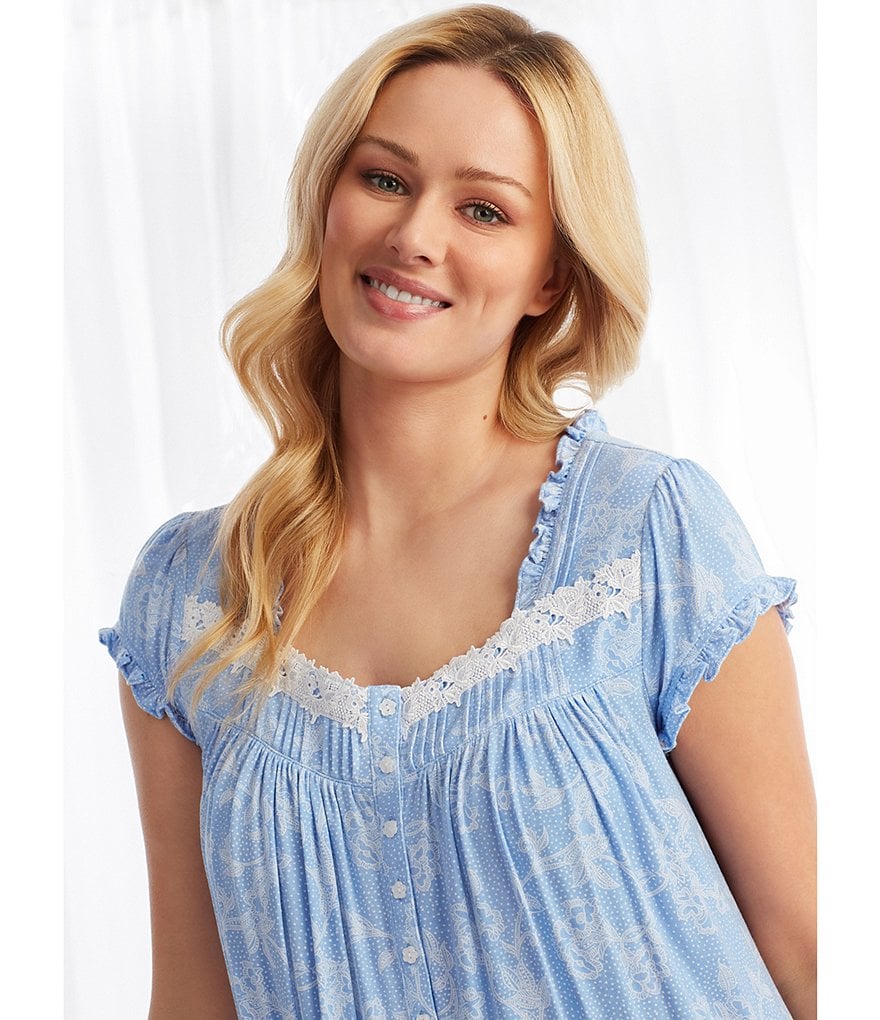 Eileen West Floral & Dot Print Cap Sleeve Modal Waltz Nightgown
