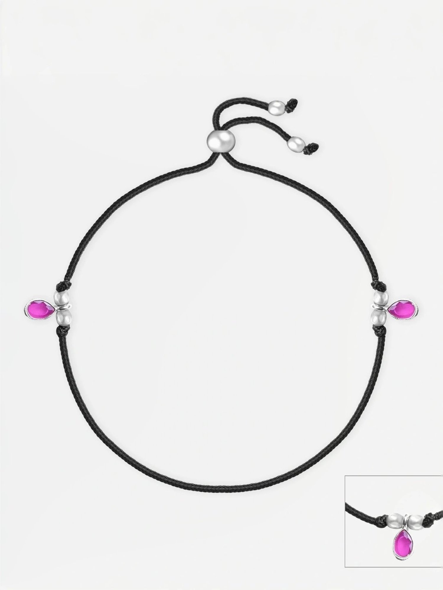 Touch925 Majestic Drop Silver Thread Anklet for Women