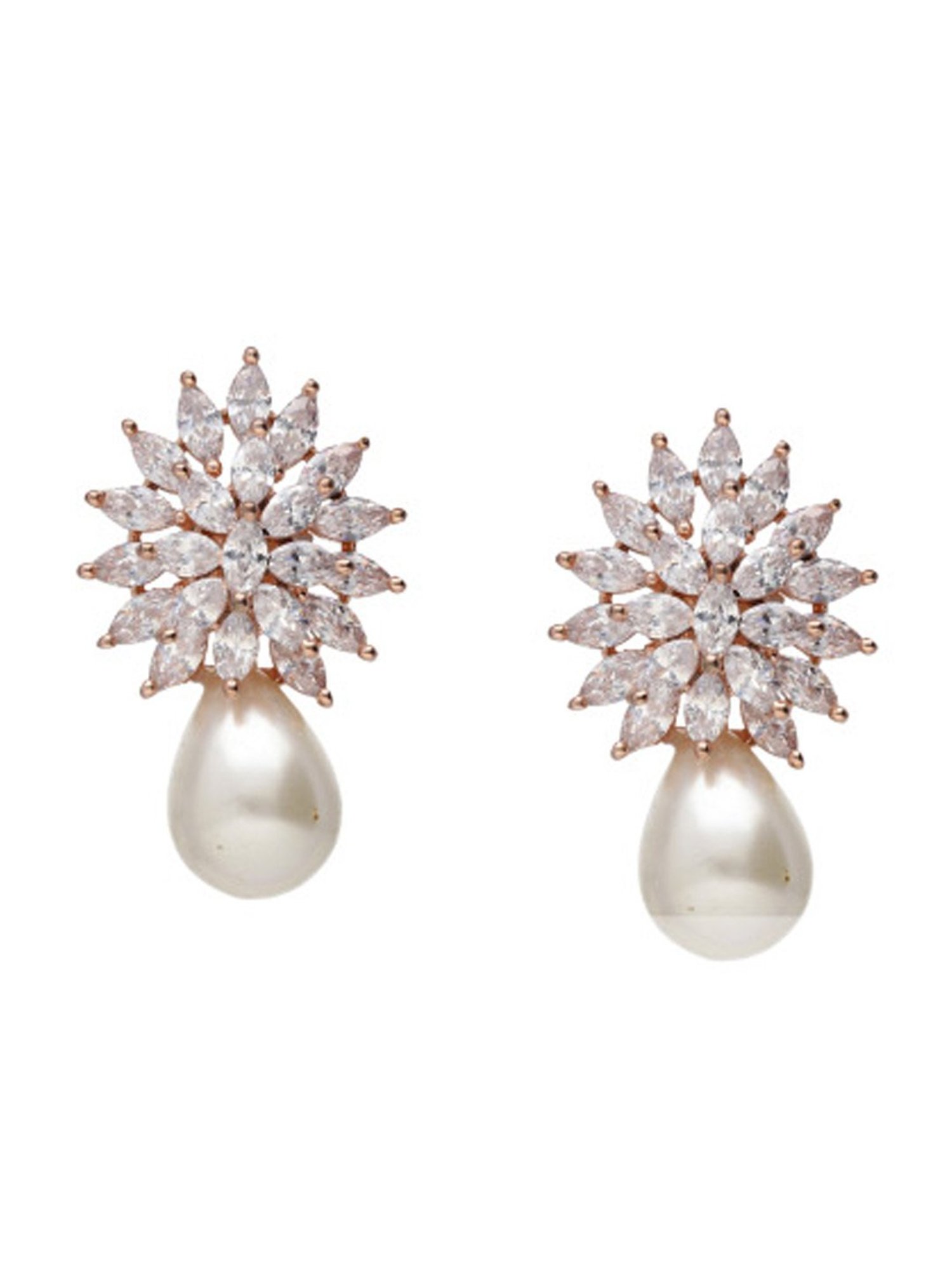 Curio Cottage Pearl & Cubic Zirconia Diamante Stud Earrings