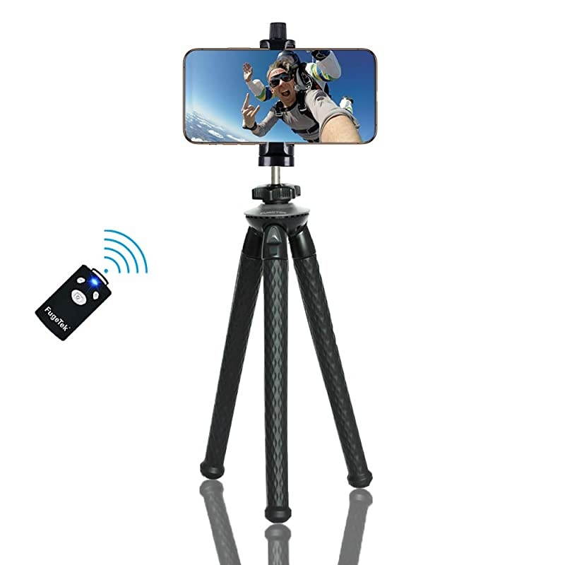 Flexible 11quot Phone Tripod Stand Rugged Adjustable Waterproof for GoPro Camera iPhone XRXS Max XSX 88P Android Samsung Galaxy Pixel Facetime Wireless Bluetooth Remote Grey