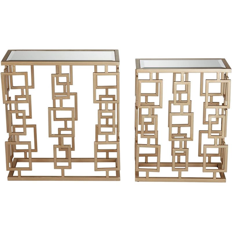 Set of 3 Glam Mirrored Accent Tables Gold - Olivia & May