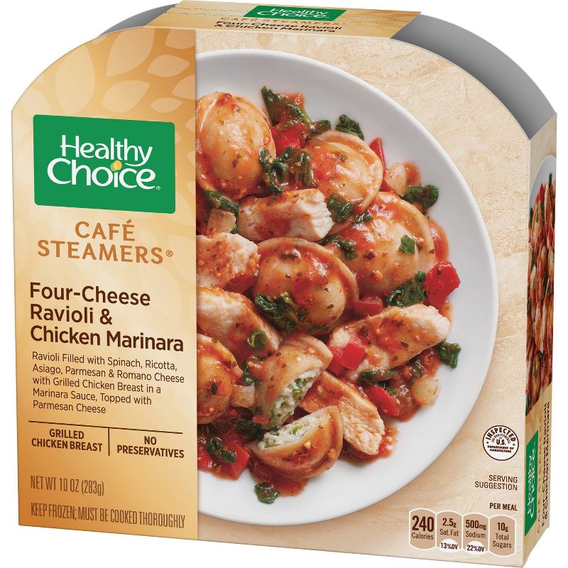 Healthy Choice Café Steamers Frozen Four Cheese Ravioli & Chicken Marinara - 10oz
