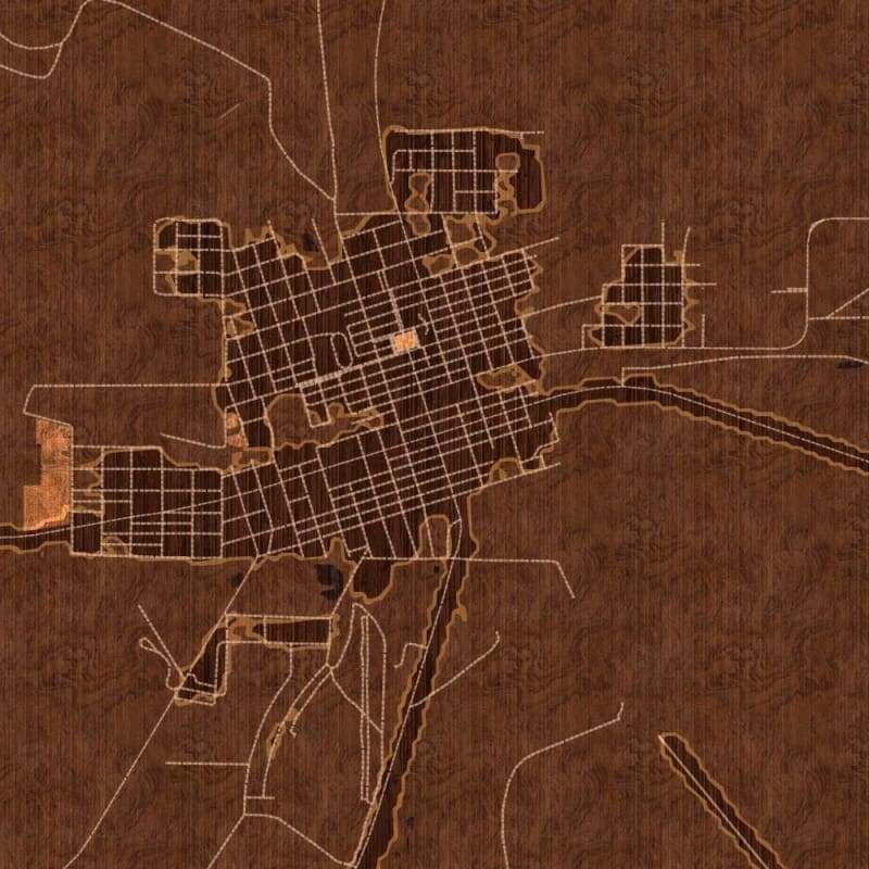 Marfa - Texas Map Print in Ember