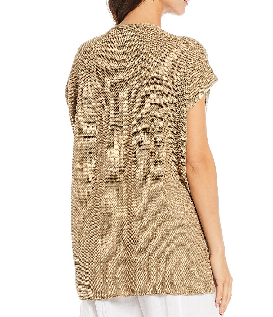 Eileen Fisher Petite Size Textured Organic Linen V-Neck Tunic