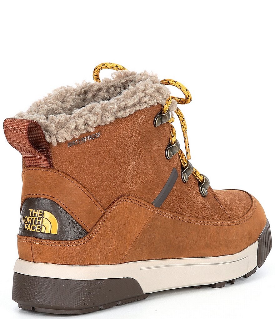The North Face Women's Sierra Mid Lace Waterproof Leather Faux Fur Collar Booties