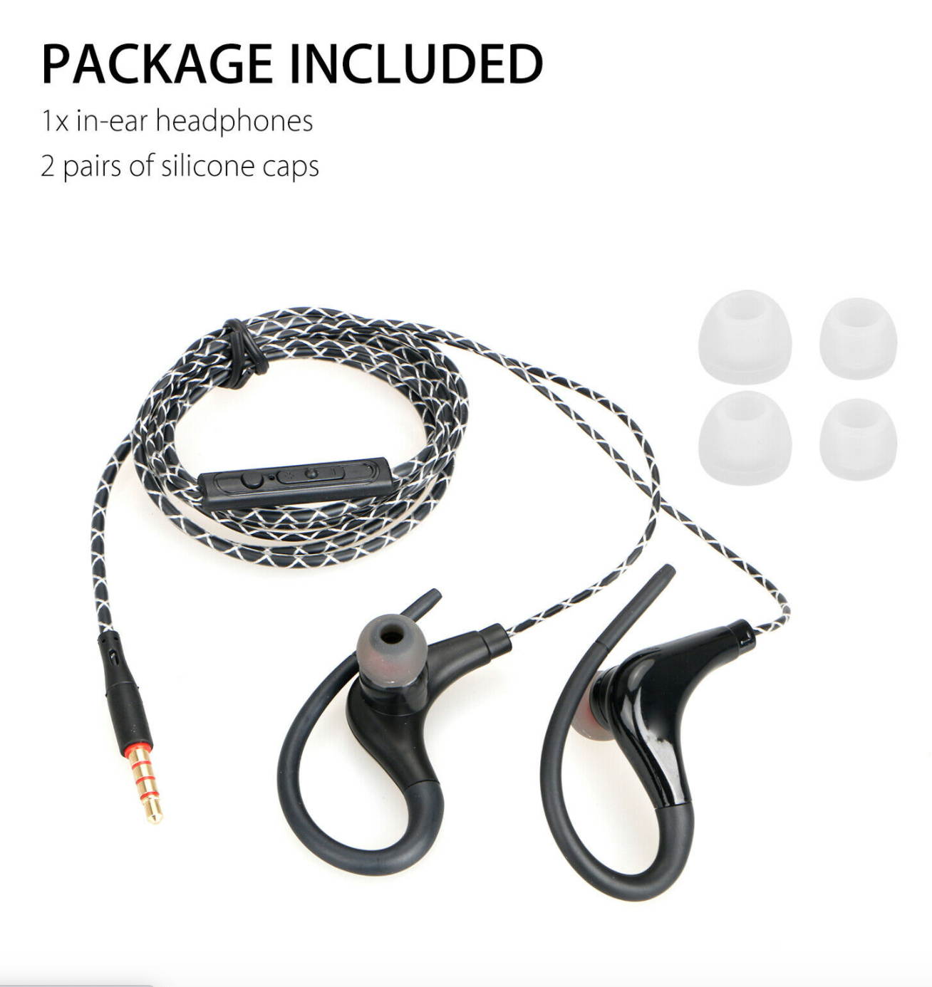 Wired In-Ear Sport Hifi Earphone Earbuds Over Ear Hook Headphone 3.5mm With MIC