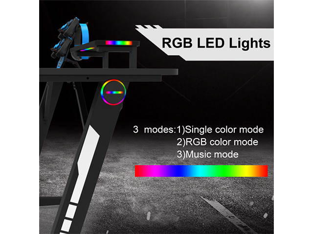 Gaming Desk 47.2" W x 23.6" D Office Computer Table, Black Gamer Workstation with 2 Cable Management Holes