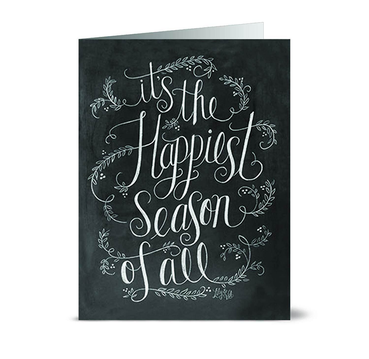 72 Holiday Cards - Chalkboard Holiday - 6 Designs - Red Envelopes Included