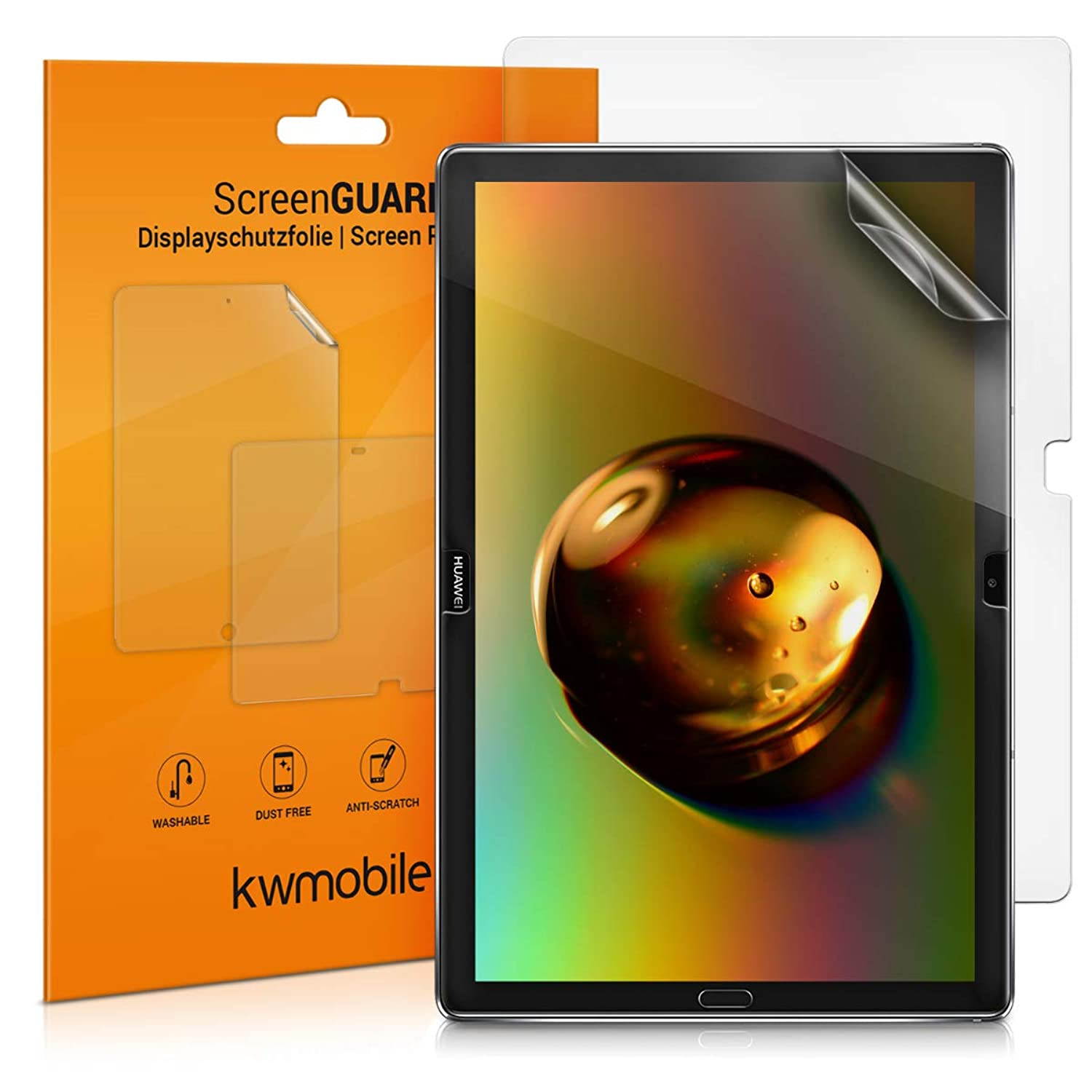 kwmobile 2X Screen Protector Compatible with Huawei MediaPad M5 Lite 10 - Clear Anti-Scratch Display Film for Tablet Screen - Set of 2