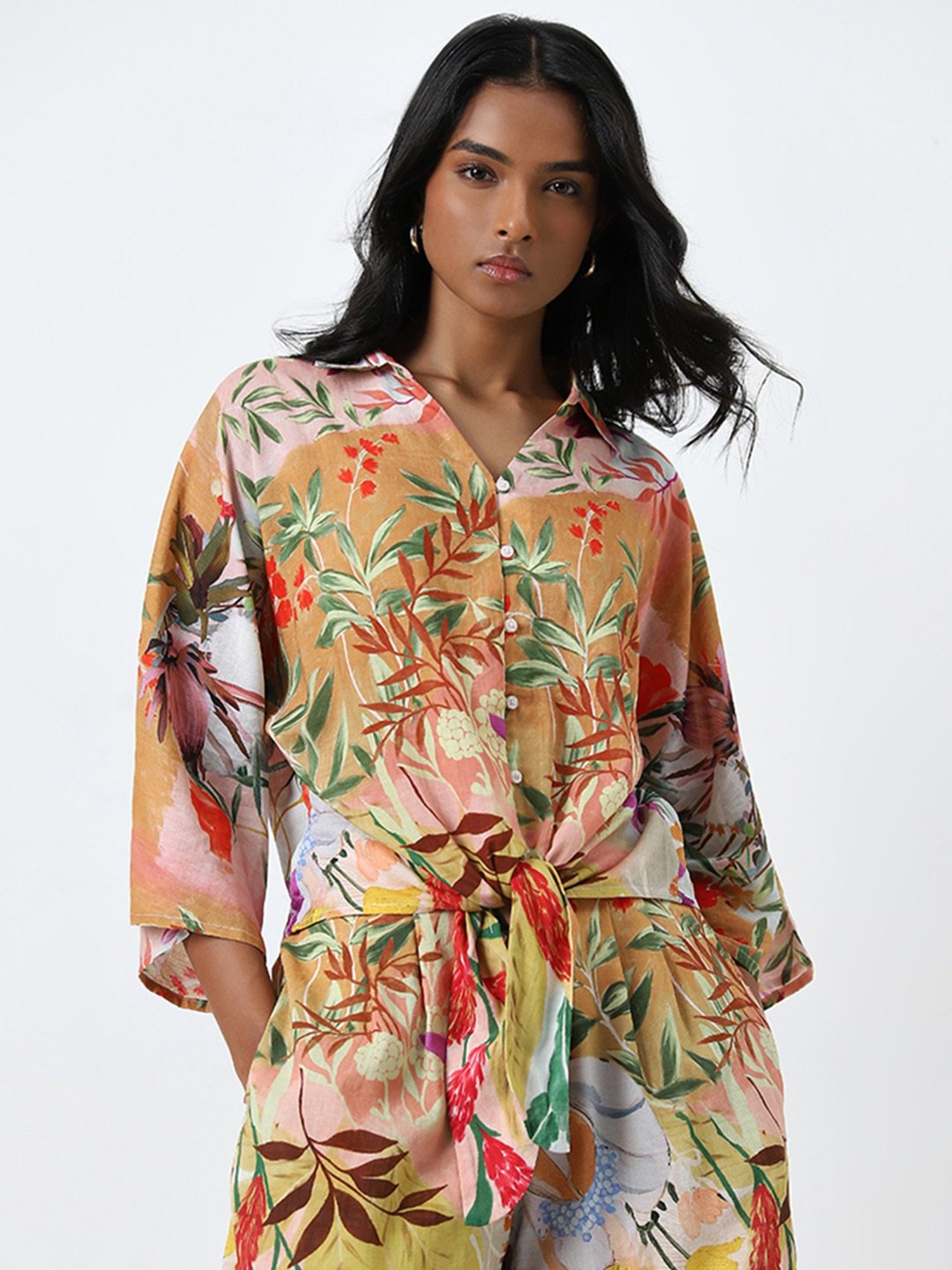 LOV by Westside Multicolour Leaf Printed Blouse