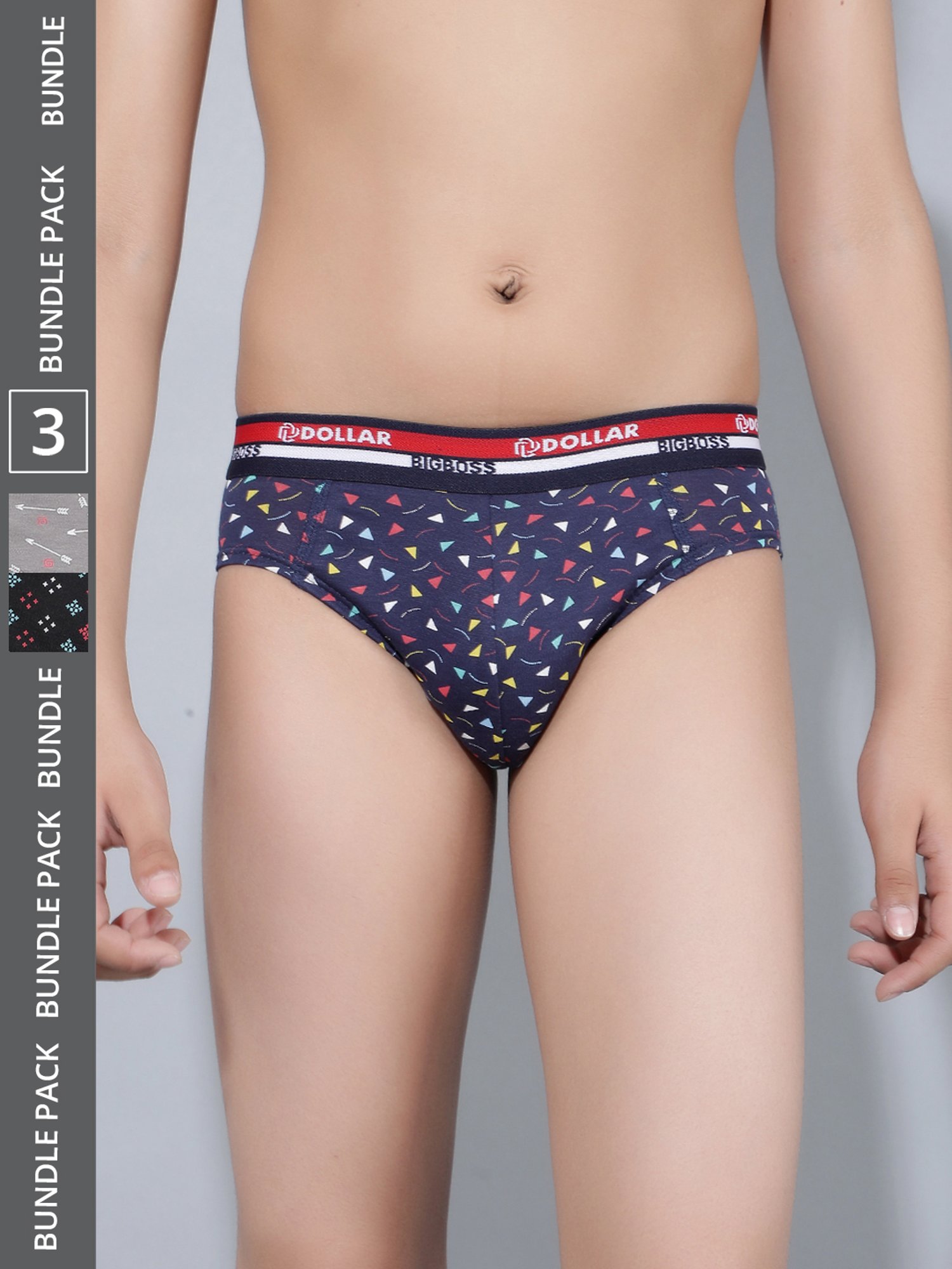 Frenchie Kids Pink & Grey Solid Briefs (Pack Of 2)