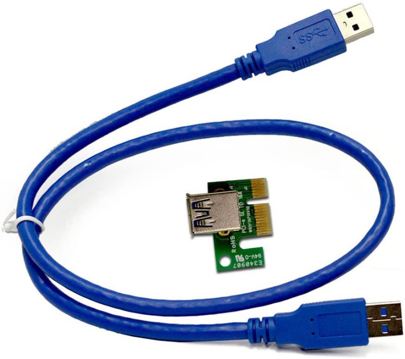 6-Pack PCIe 4-Pin MOLEX PCI-E 16x to 1x Powered Riser Adapter Card w/ 60cm USB 3.0 Extension Cable & MOLEX to SATA Power Cable - GPU Riser Adapter Ethereum Mining ETH