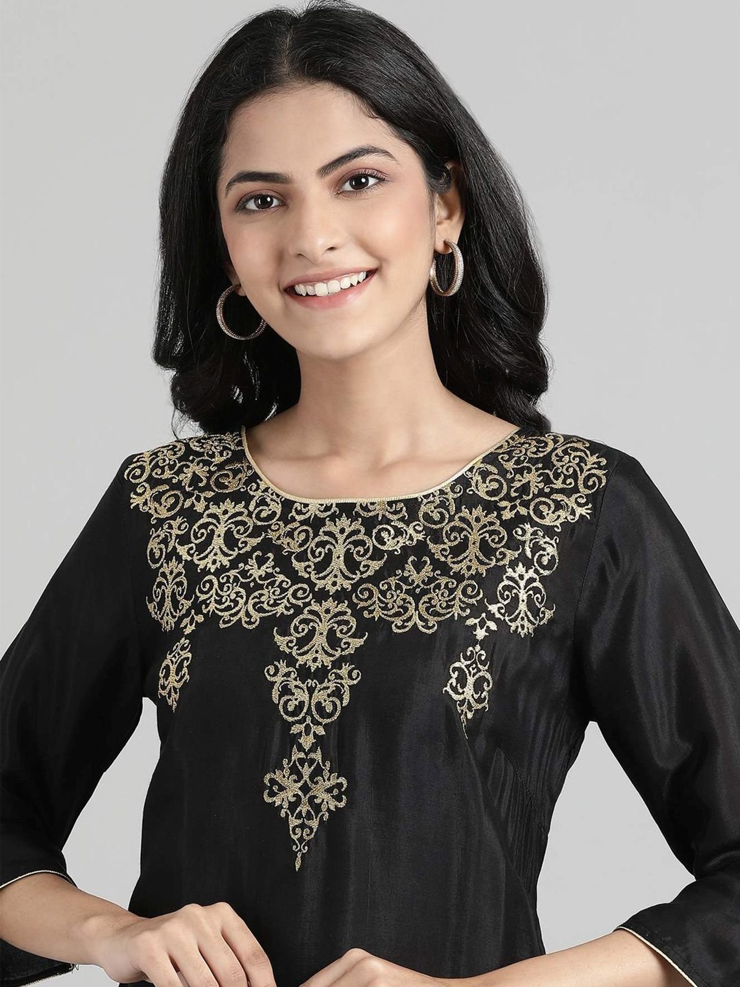 Aurelia Black Geometric Print Kurta Palazzo Set