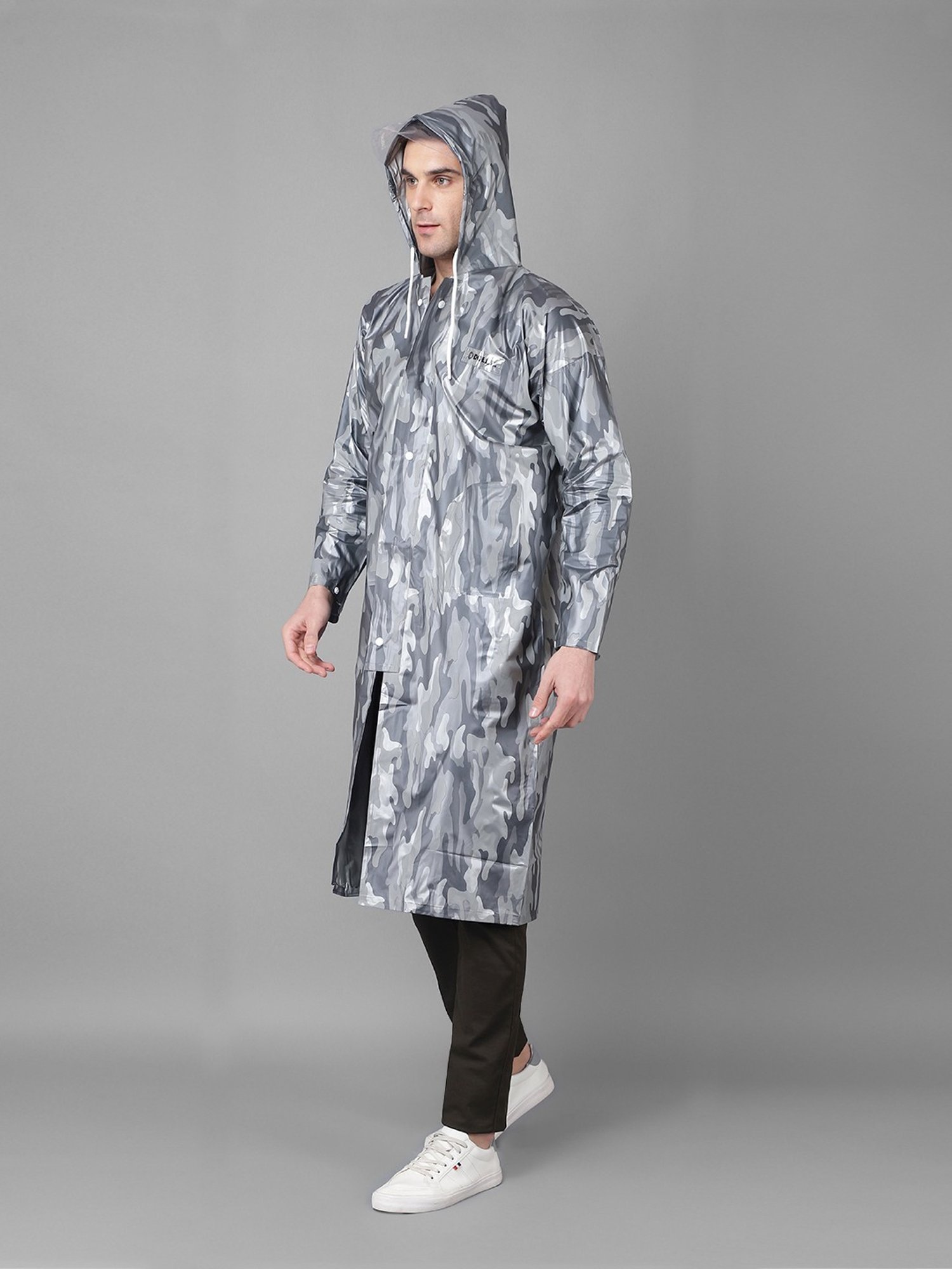 Dollar Grey Regular Fit Printed Rainwear Jacket