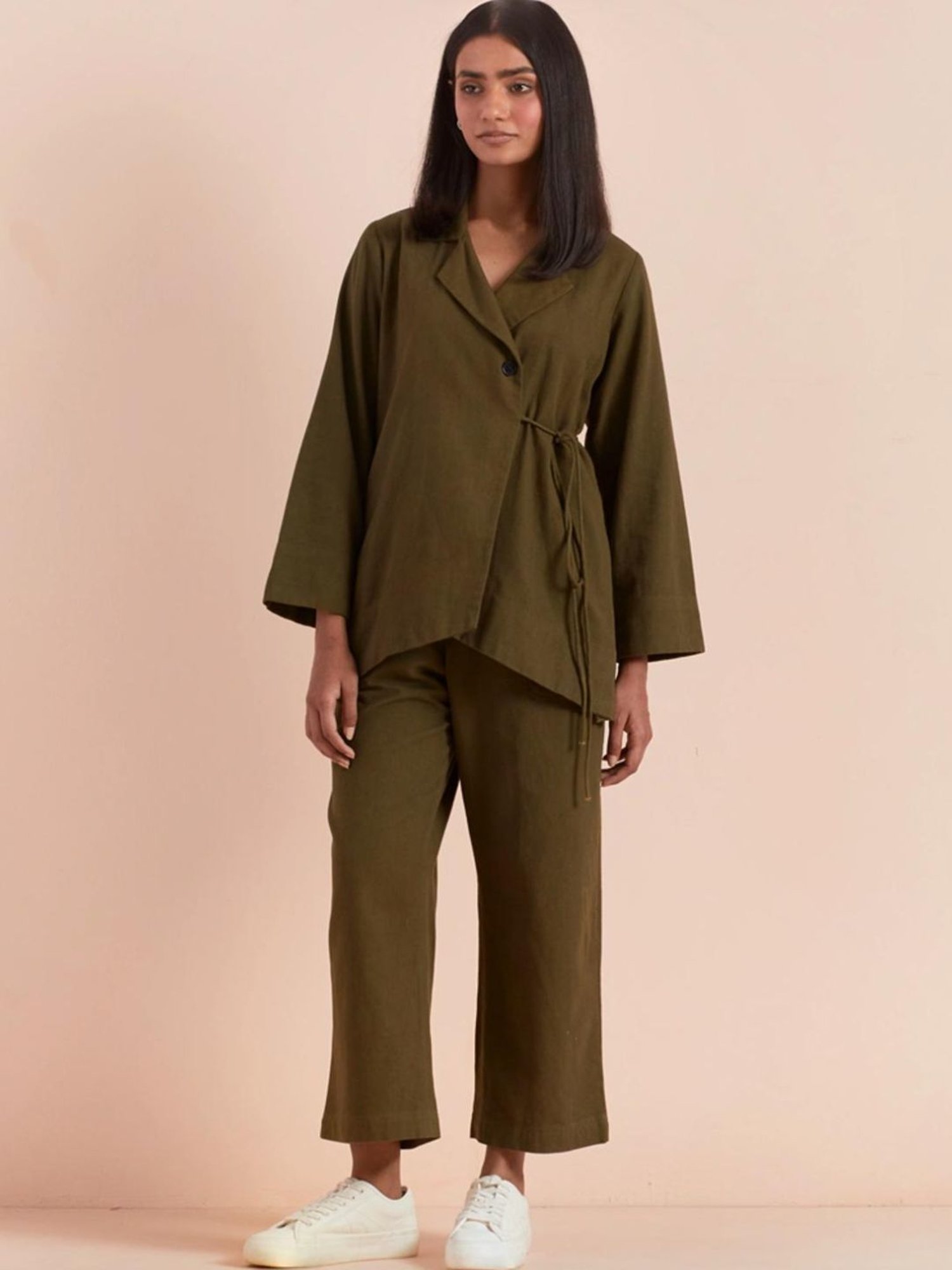 Priya Chaudhary Olive Yasha Twill Cotton Pant