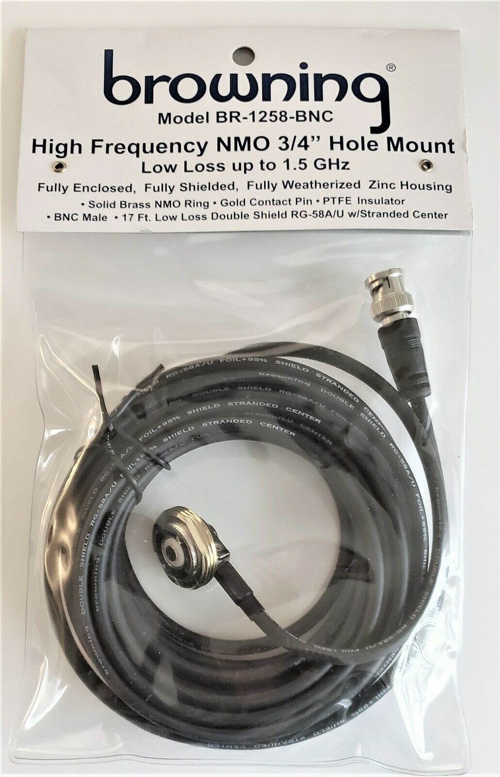 Hole Roof Mount NMO RG58A/U Double Shield BNC Connector for Mobile Radio Antenna