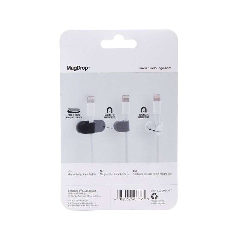 3pk MagDrop Magnetic Cable Holders - BlueLounge