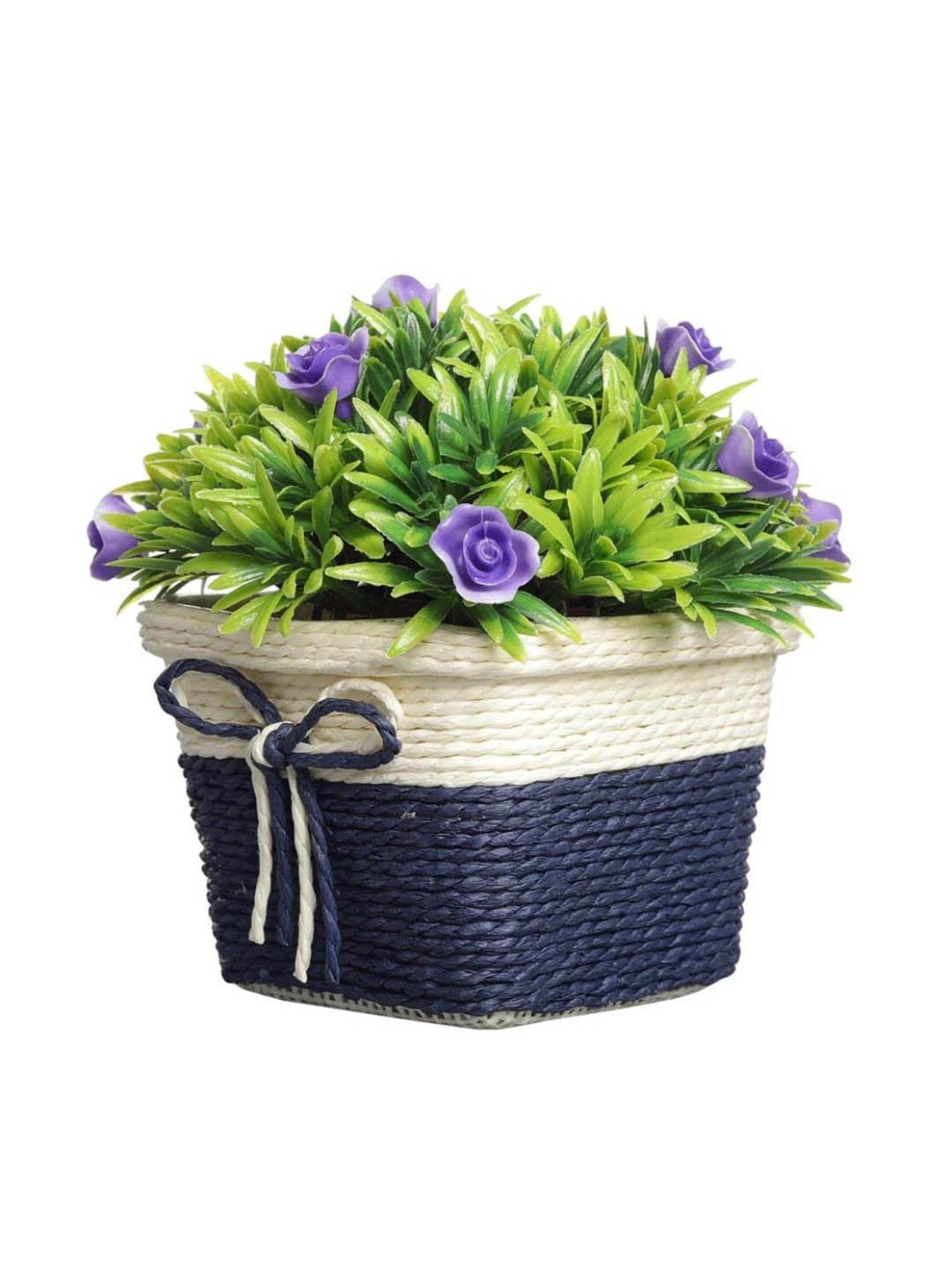 Foliyaj Multicolor Plastic Artificial Flower Plant With Pot - Set of 2