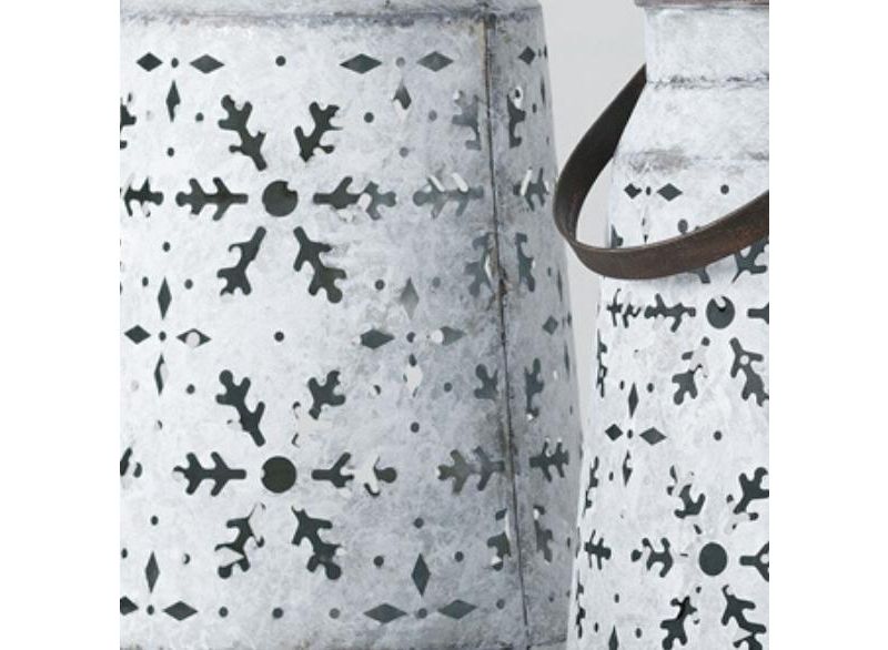 Sullivans Set of 3 Snowflake Lantern 14.75"H, 12.5"H & 8.5"H White