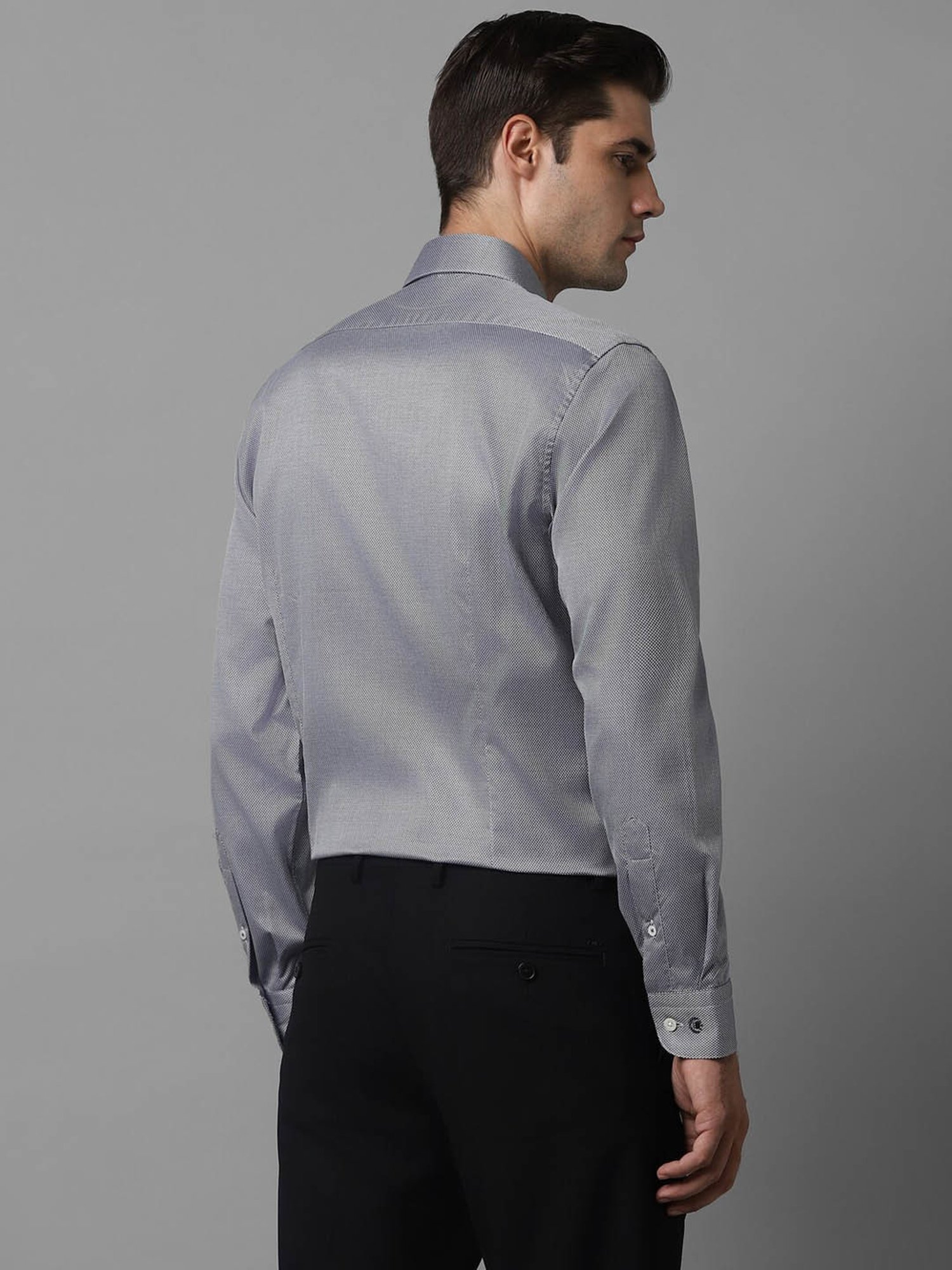 Luxure By Louis Philippe Grey Cotton Slim Fit Texture Shirt