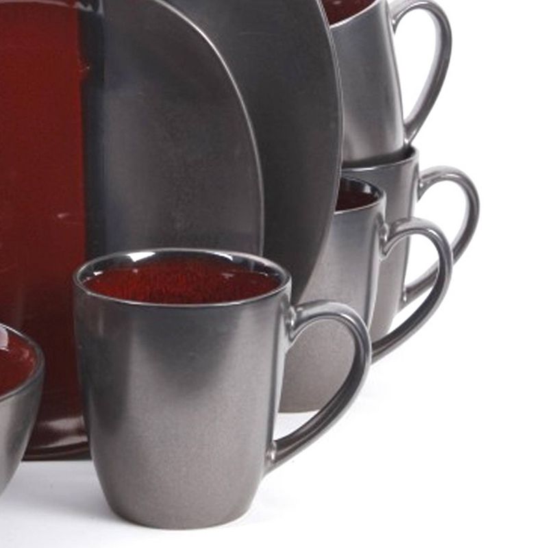 Gibson Elite 16pc Stoneware Volterra Square Dinnerware Set Red