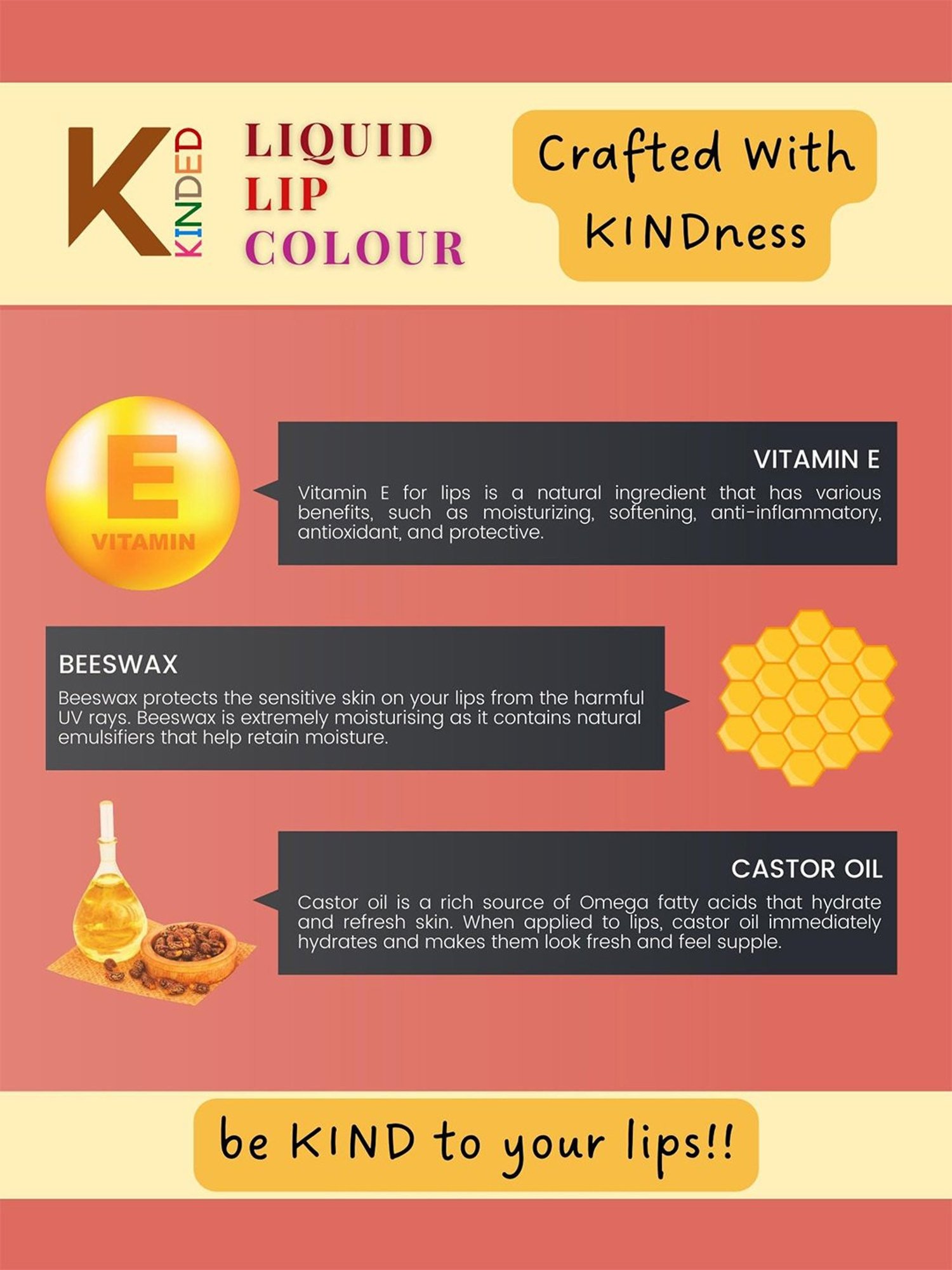 KINDED Liquid Lip Colour 08 Sangria Orange - 6 ml