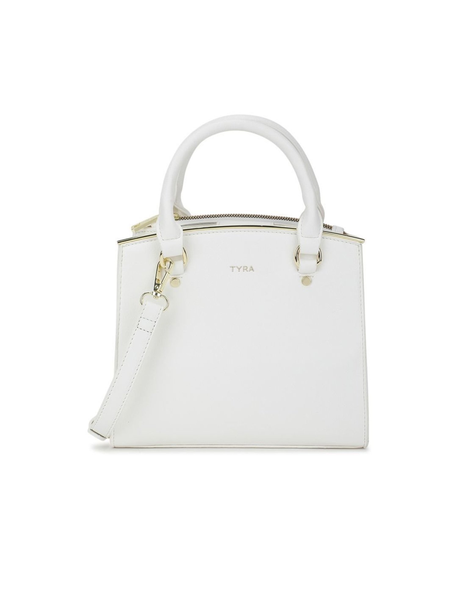 Tyra Calla White Solid Faux Leather Handbag