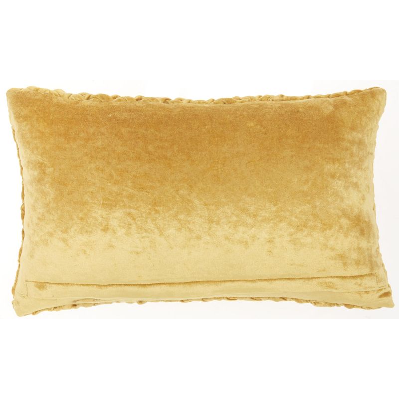 Mina Victory Life Styles Ruched Basketweave Gold Throw Pillow - 12"X20"