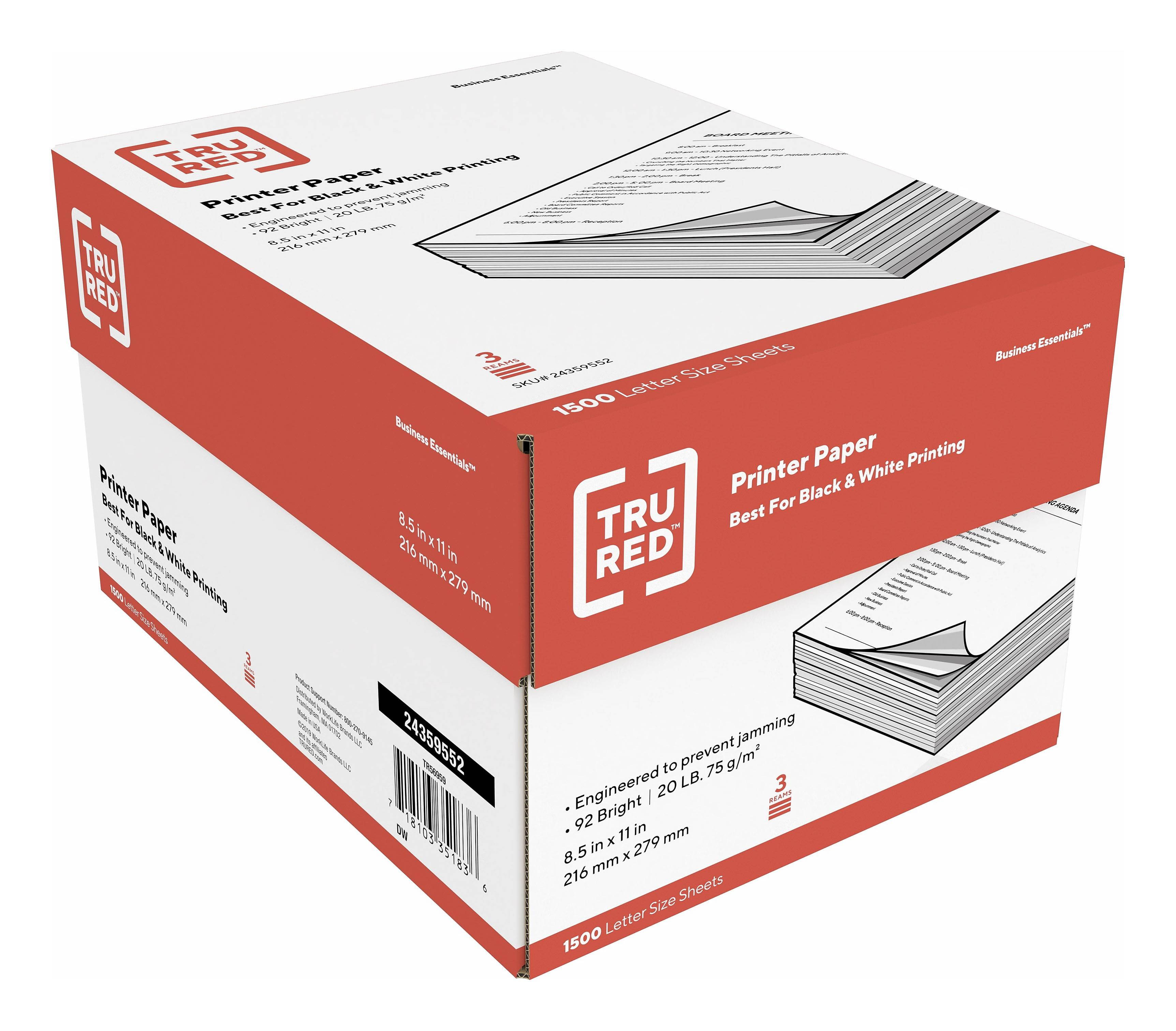 TRU RED 8.5 x 11 Printer Paper 20 lbs. 92 54052/TR56959