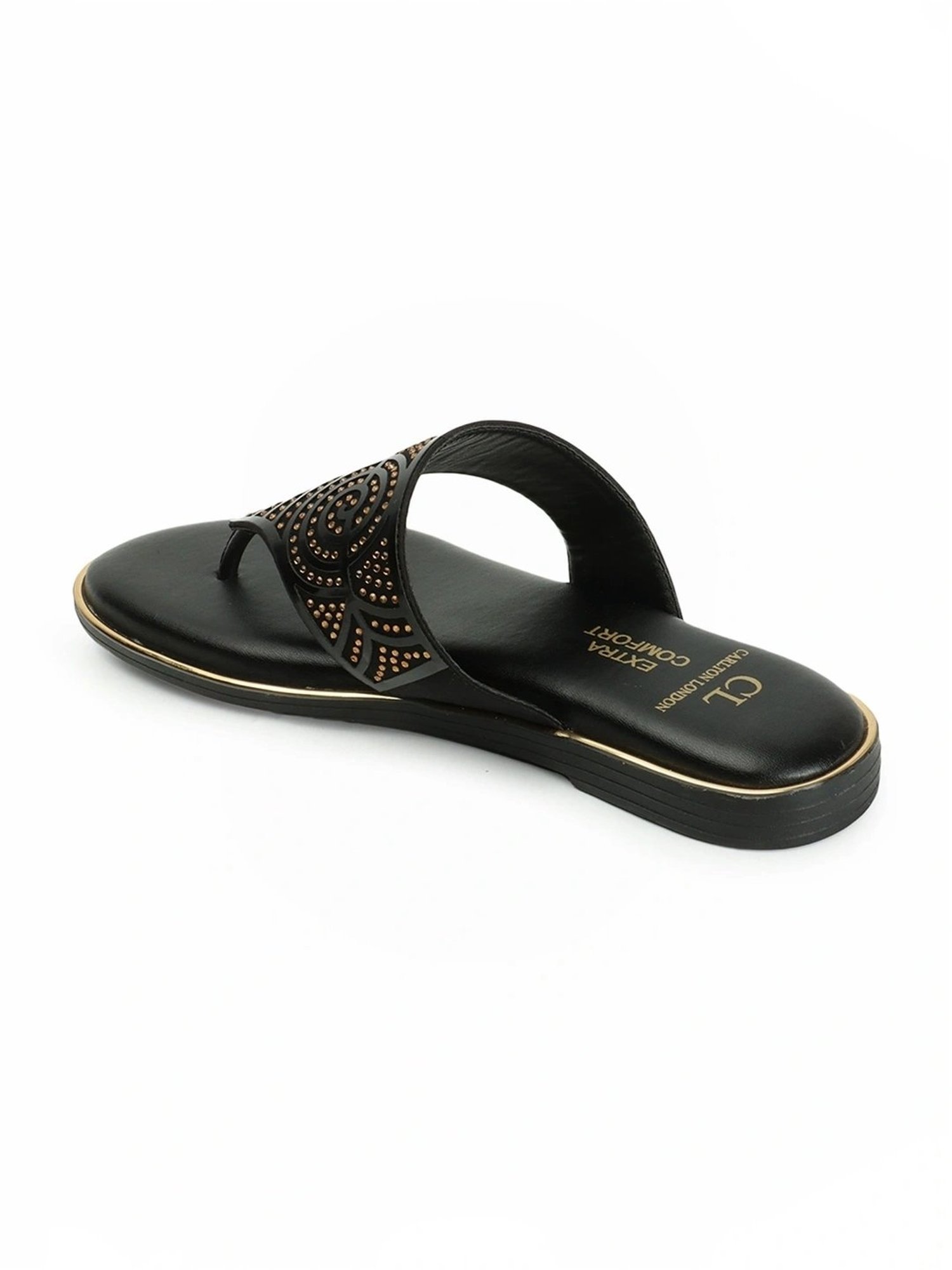 Carlton London Women's Black Thong Sandals
