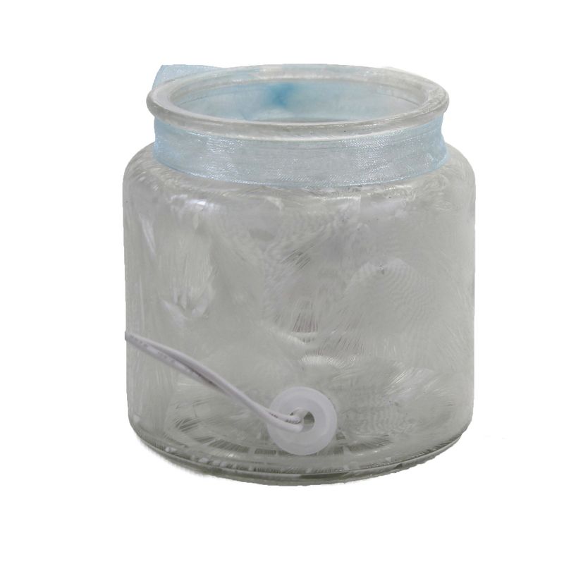 Stony Creek 3.75" Bluebird Pink Roses Pre-Lit Jar Blue Ribbon  -  Novelty Sculpture Lights