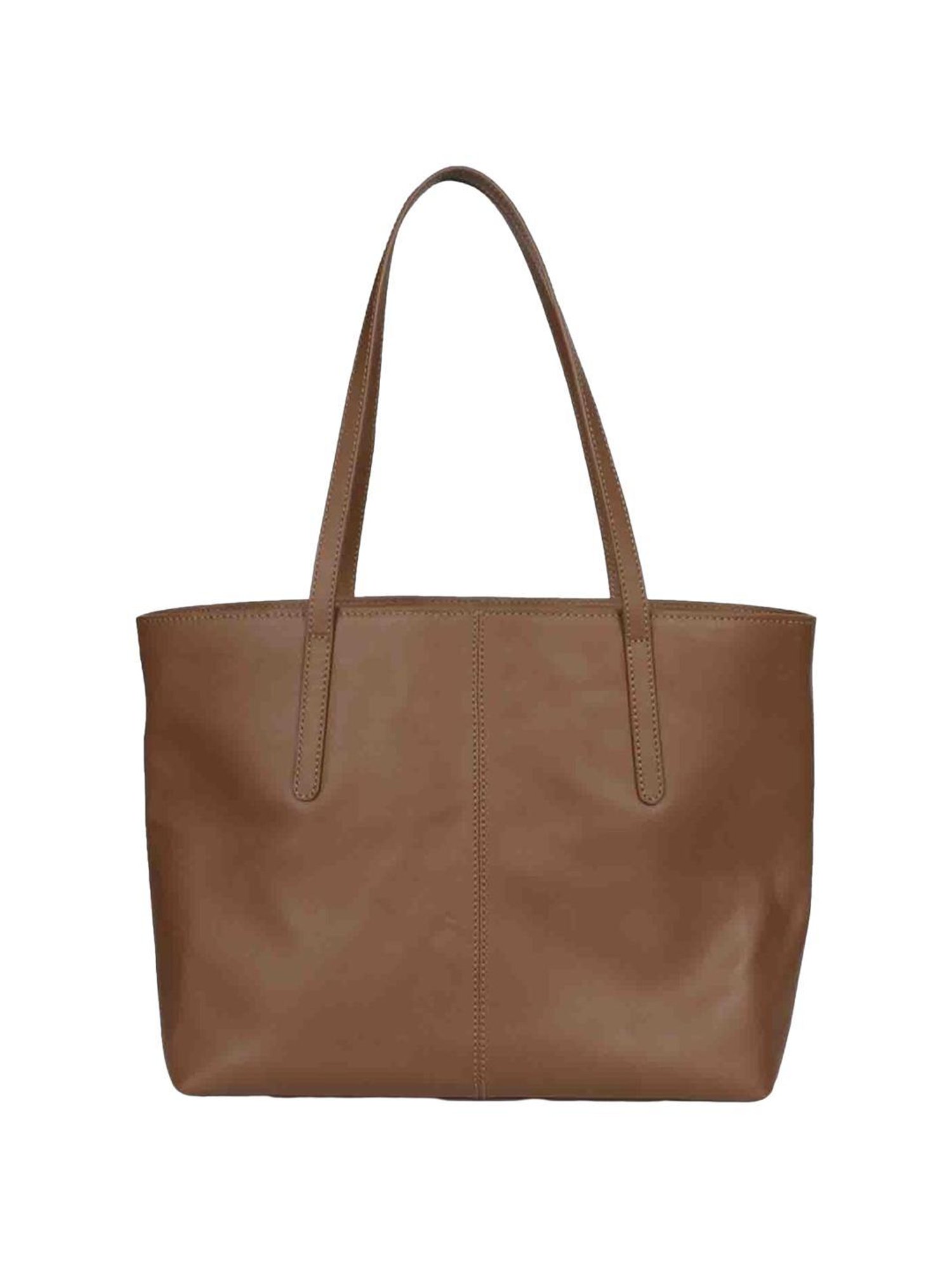 Favore Tan Solid Medium Tote Handbag