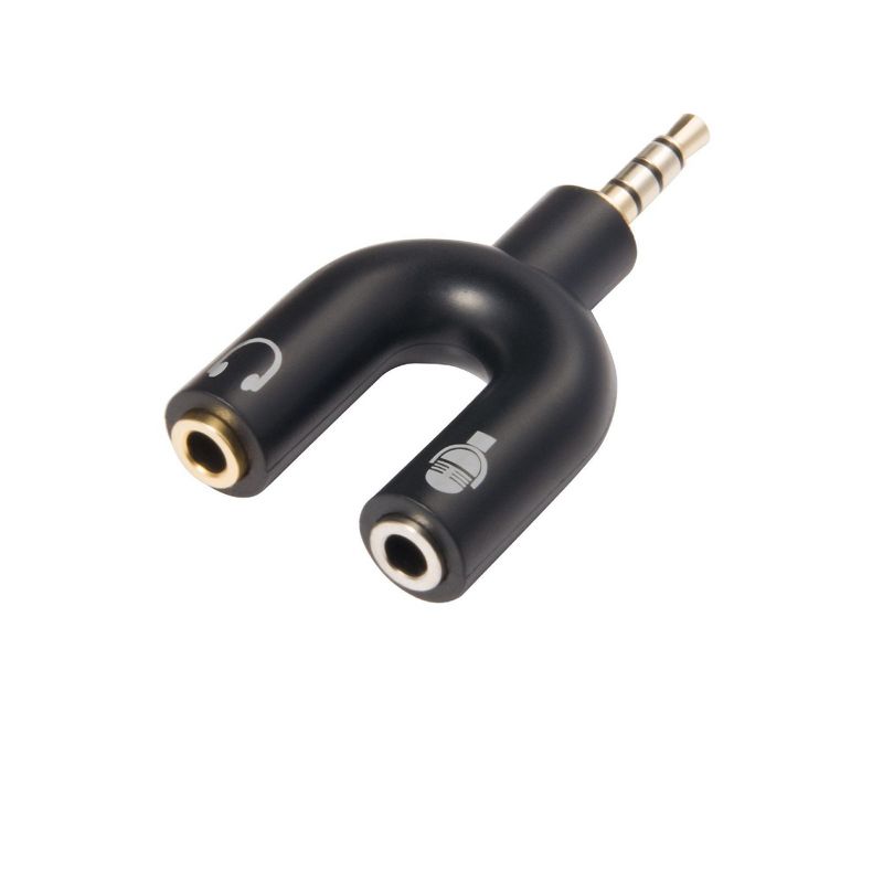 INSTEN Universal 3.5mm Headset and Microphone Y Splitter Adapter, Black