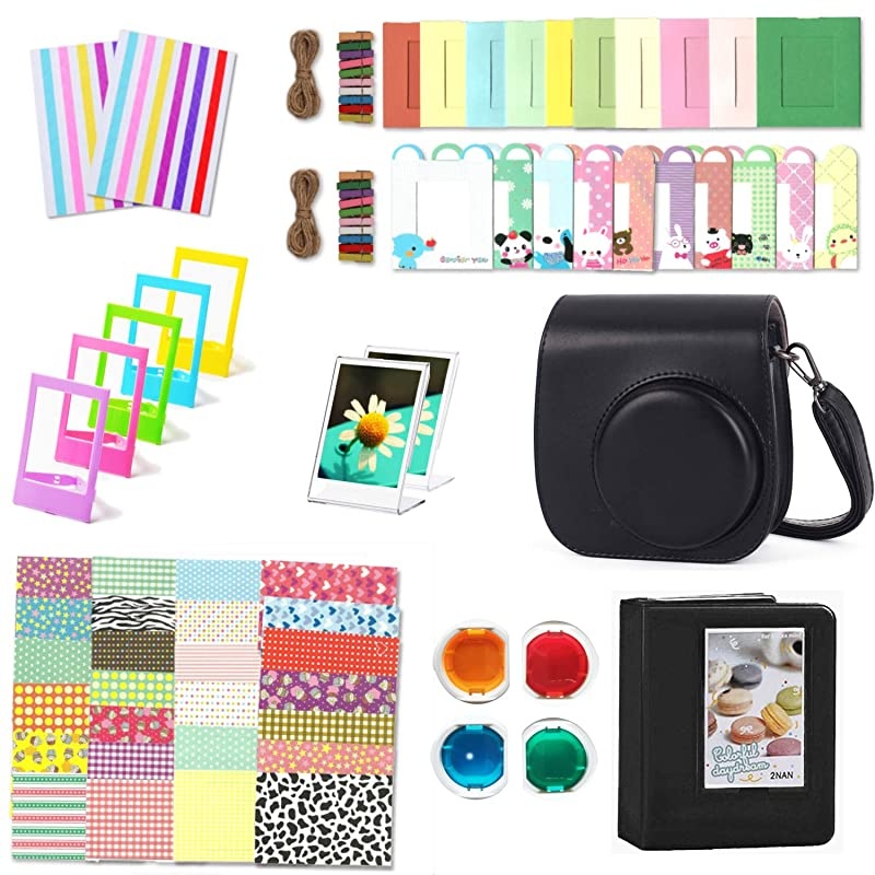 Instant Camera Accessories Compatible with Fujifilm Instax Mini 11 Instant Film Camera Include Case/Album/Wall Hang Frames/Film Frames/Border Stickers/Corner Stickers (Lilac Purple)