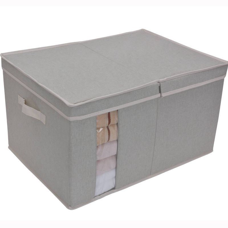 StorageWorks 65L Fabric Storage Bin Lid and Window Comfort Gray