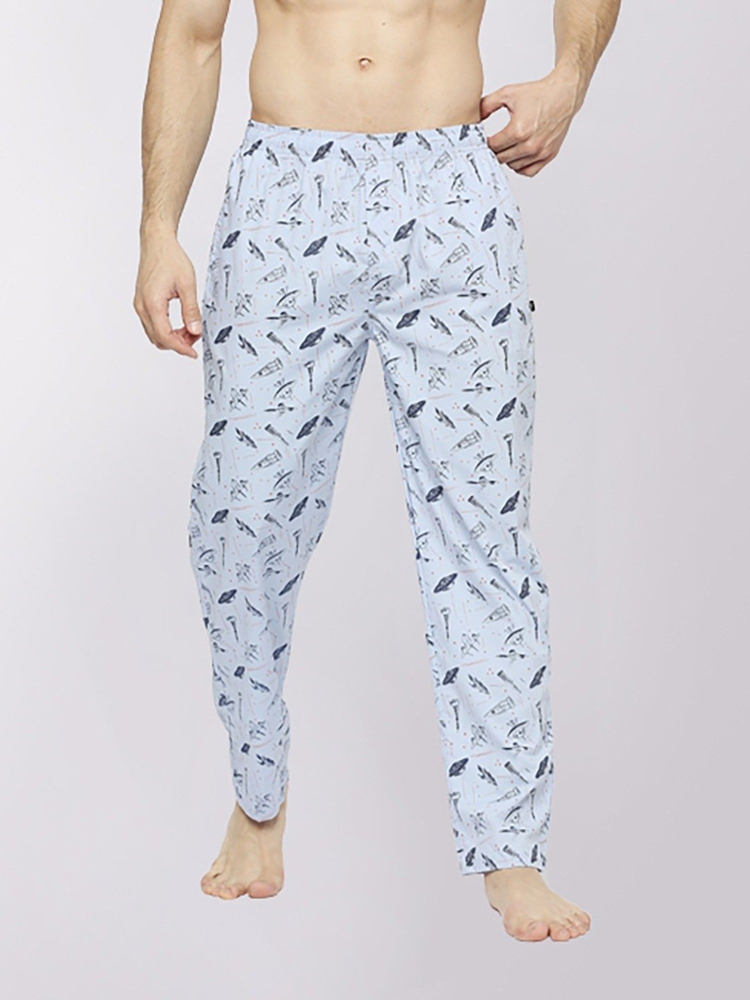 Frenchie Sky Blue Cotton Skinny Fit Printed Nightwear Pyjamas