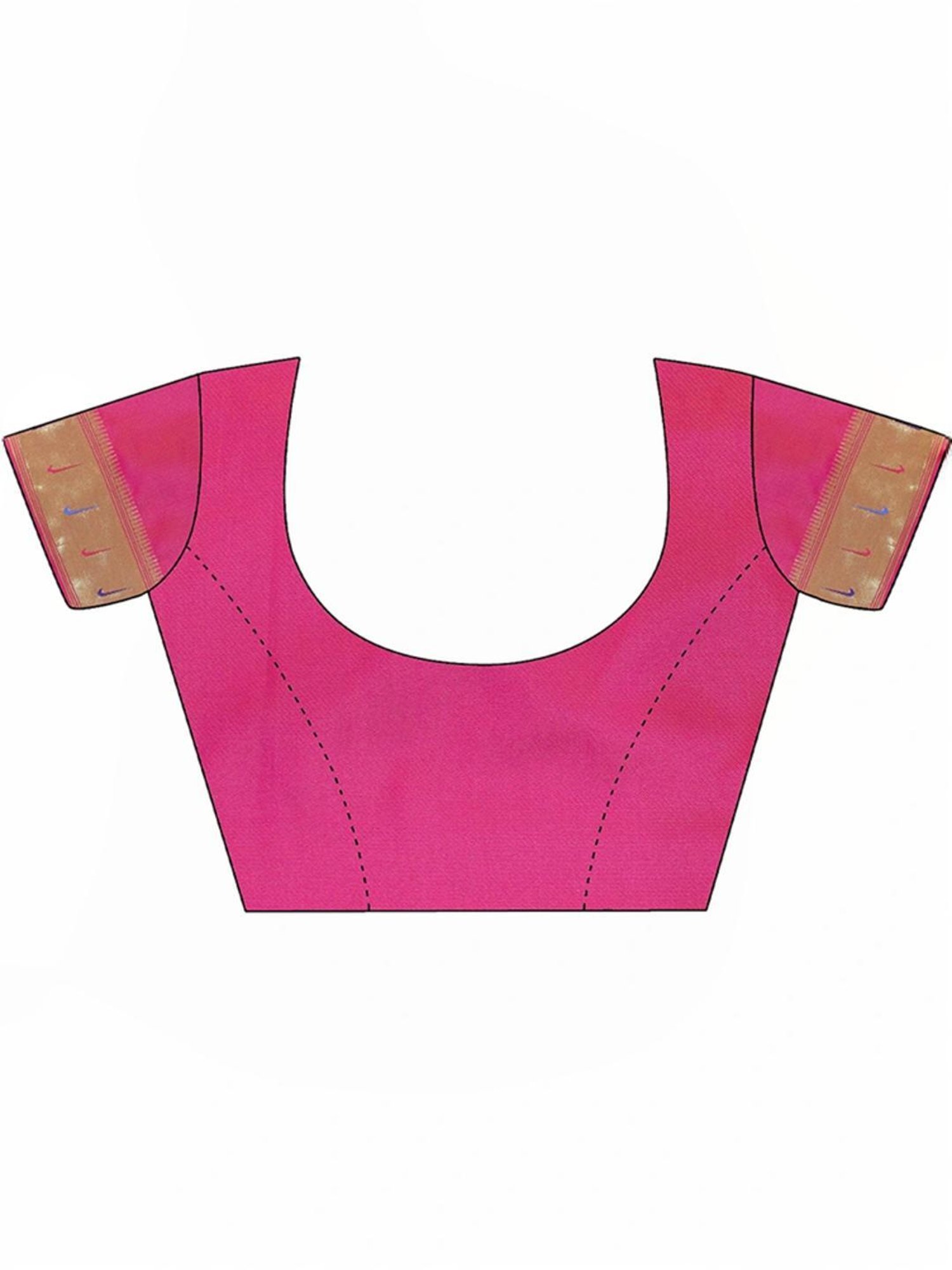 Satrani Orange & Pink Woven Saree With Unstitched Blouse