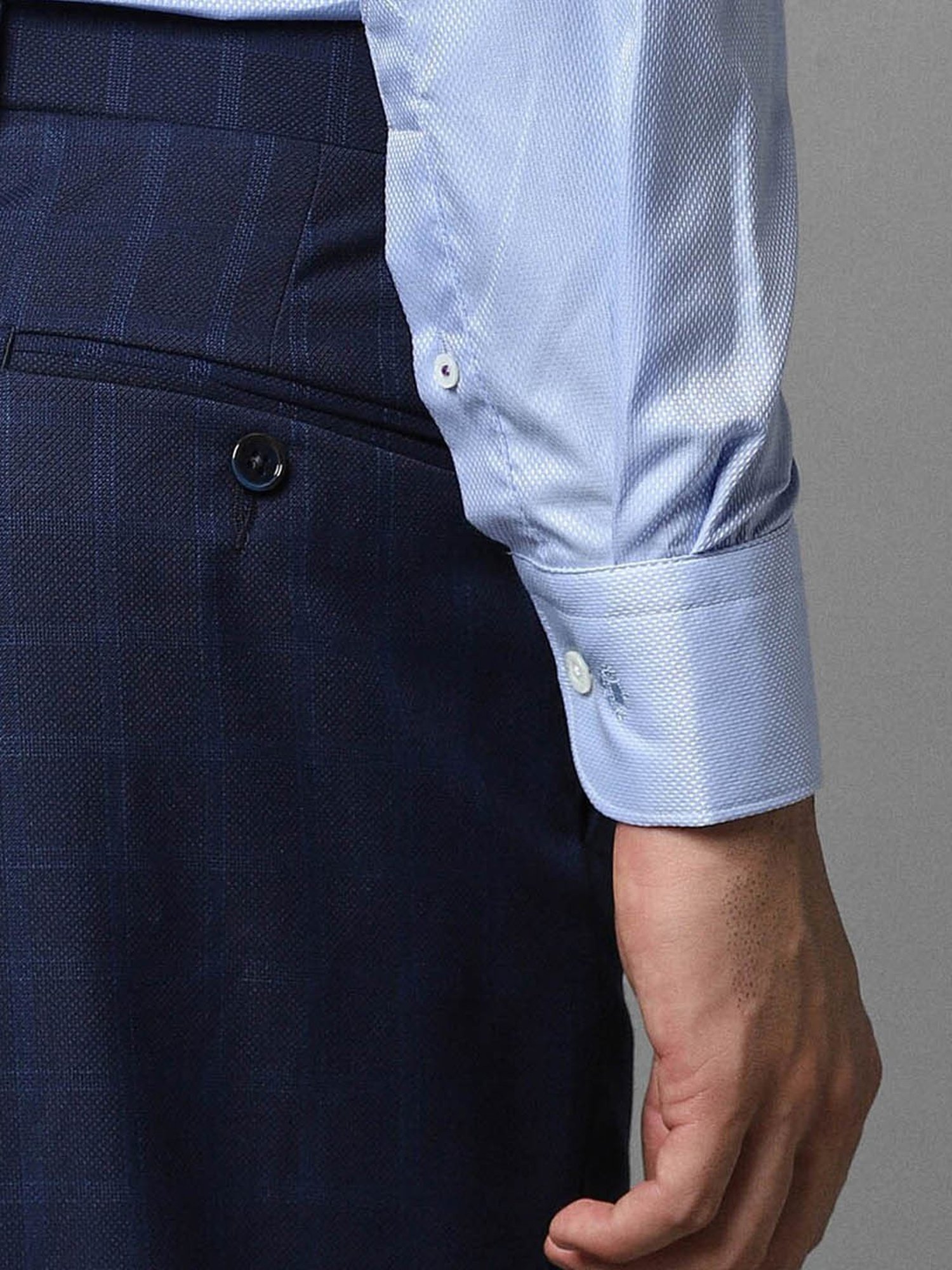 Luxure By Louis Philippe Blue Cotton Regular Fit Texture Shirt