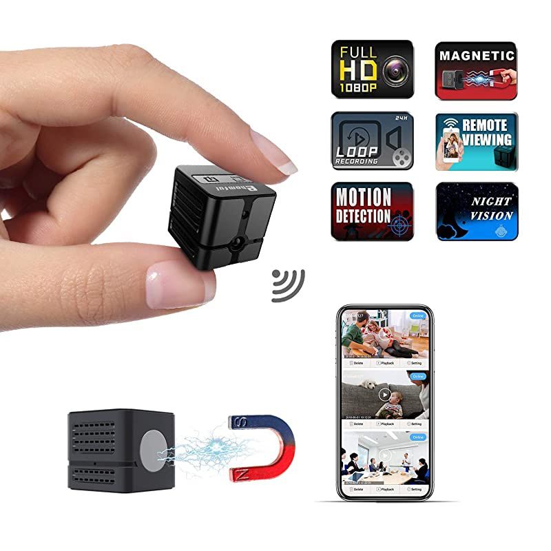 Spy Camera Wireless Hidden Camera Cop Spy Cam  WiFi Mini Body Camera Portable Home Security Cameras Covert Small Nanny Cam with App 1080P Night Vision Motion Activated Indoor and Outdoor