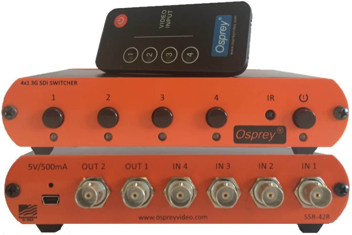 Osprey Video 4x1 Switcher for 3G, HD, SD-SDI, DVB-ASI, Dual Reclocking 3G SDI Outputs