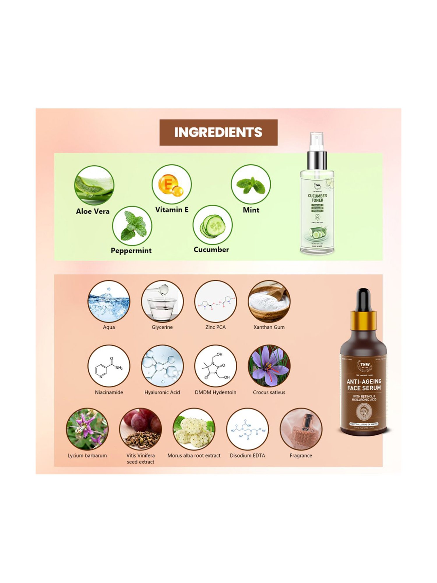 TNW-The Natural Wash Anti Ageing Serum & Cucumber Toner