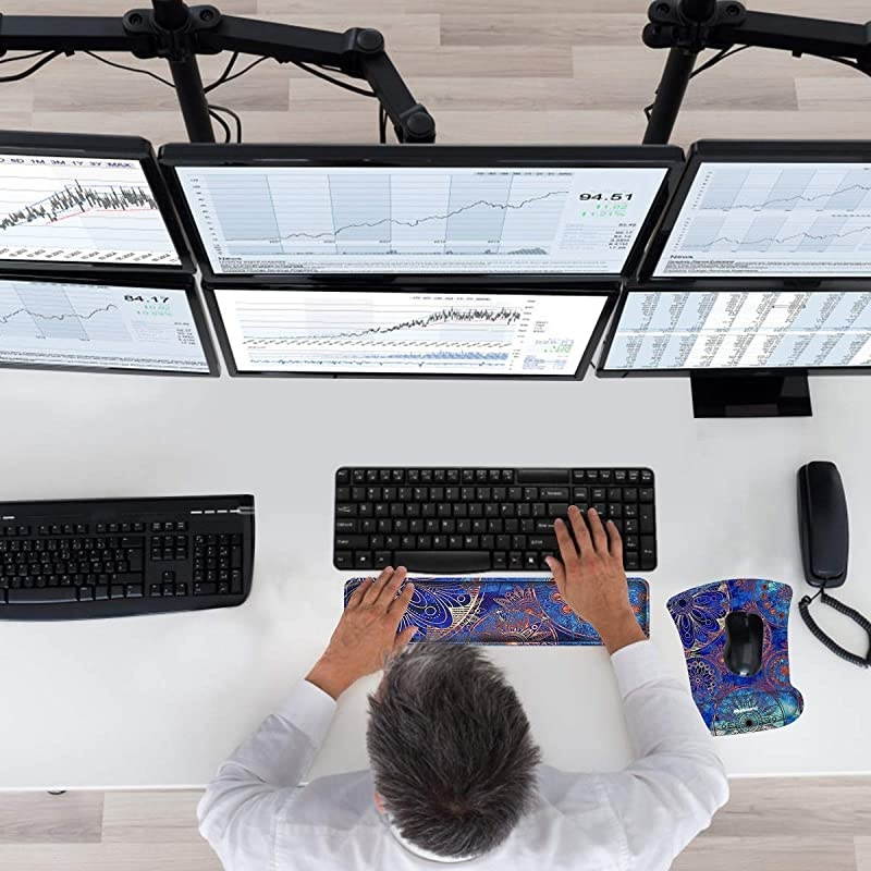 Keyboard Wrist Rest and Mouse Pad with Wrist Rest Support - Ergonomic Mouse Wrist Support - Memory Foam Durable Comfortable Lightweight for Gaming, Computer, Office, Laptop